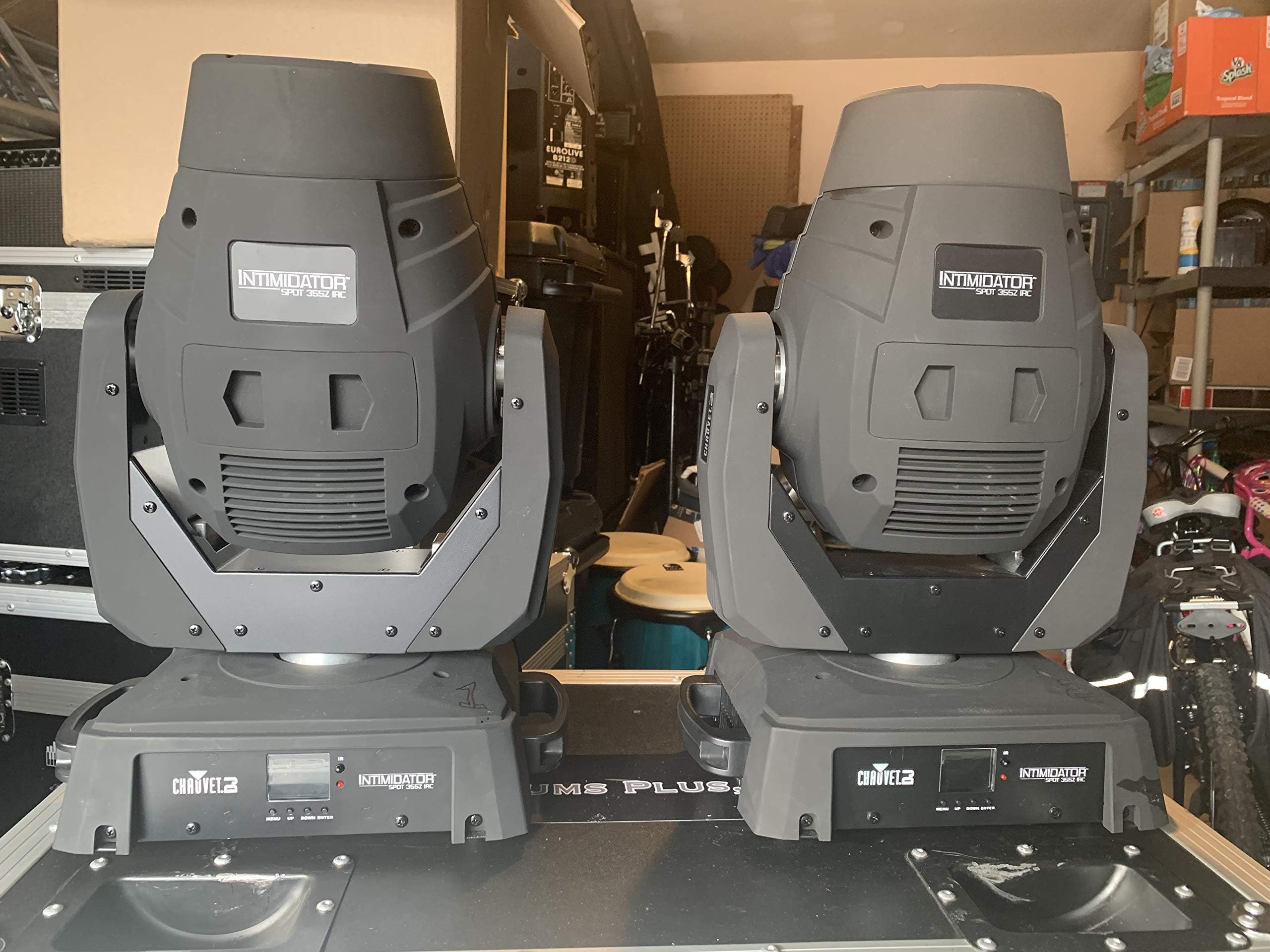 2x CHAUVET DJ Intimidator Beam 355 IRC Moving Head Beam Light + Flight Case