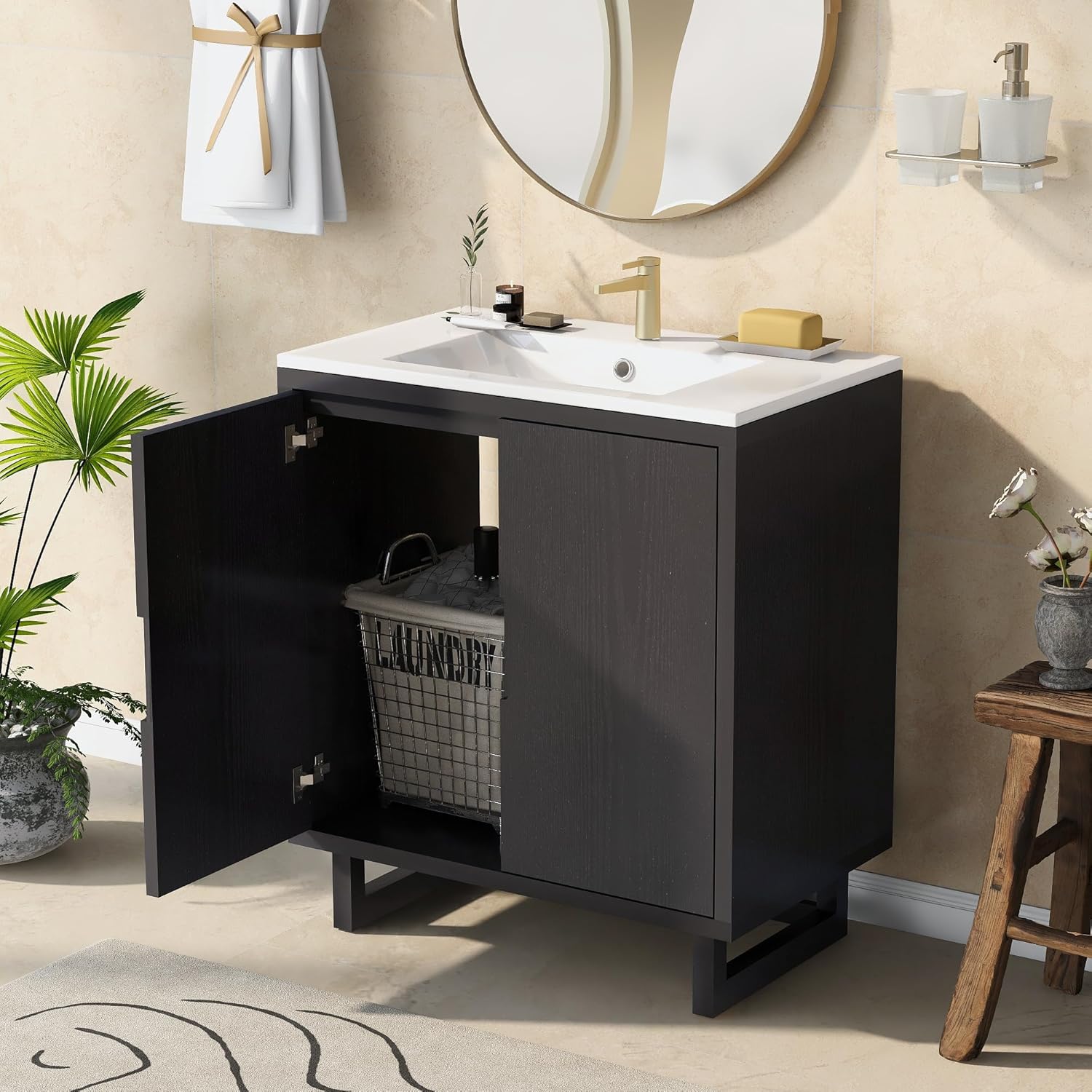 Amazon.com: LUMISOL 30" Bathroom Vanity with Sink, Single Vanity with 2 ...