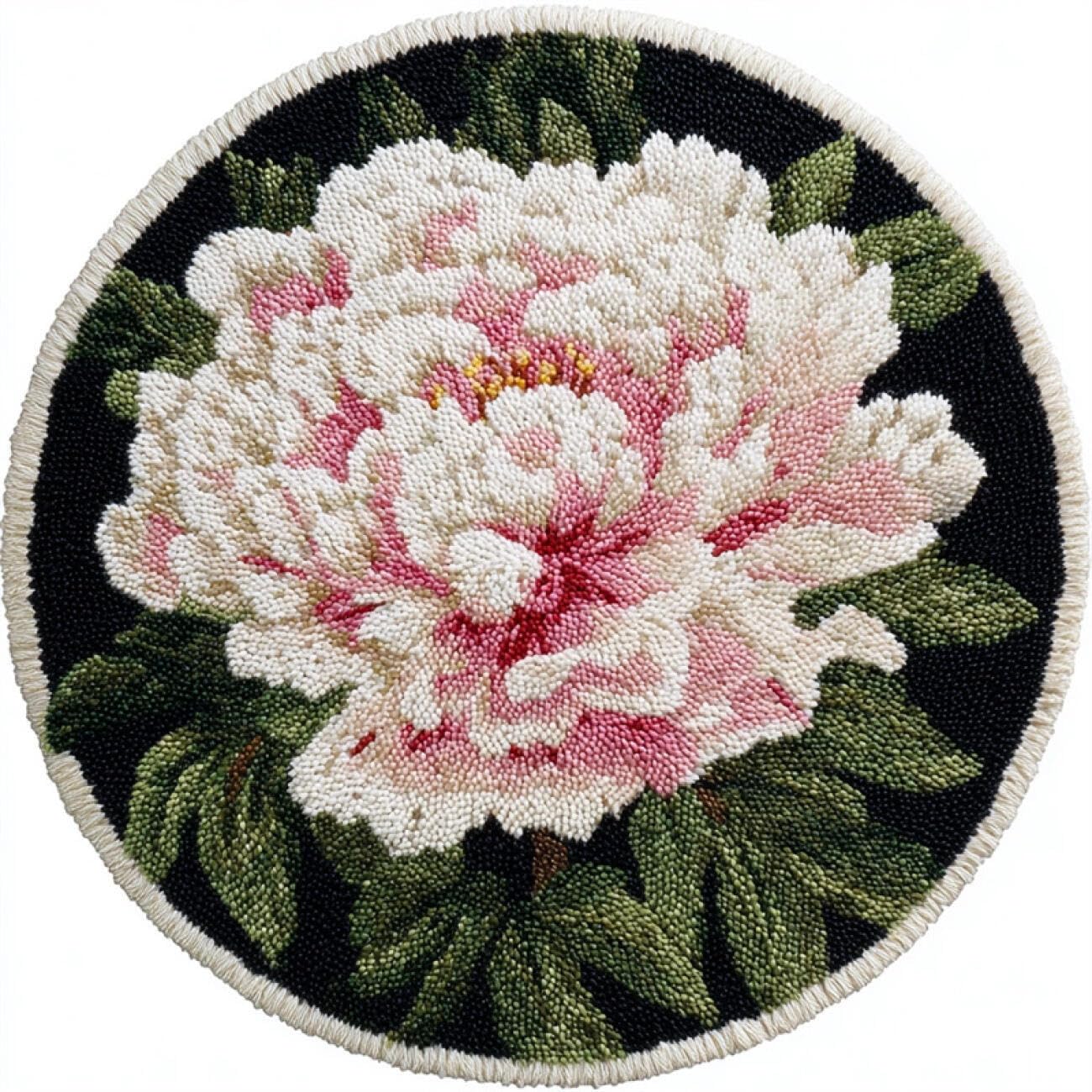 Kitquiver Latch Hook Kit Rug Pink Peony 60x60cm