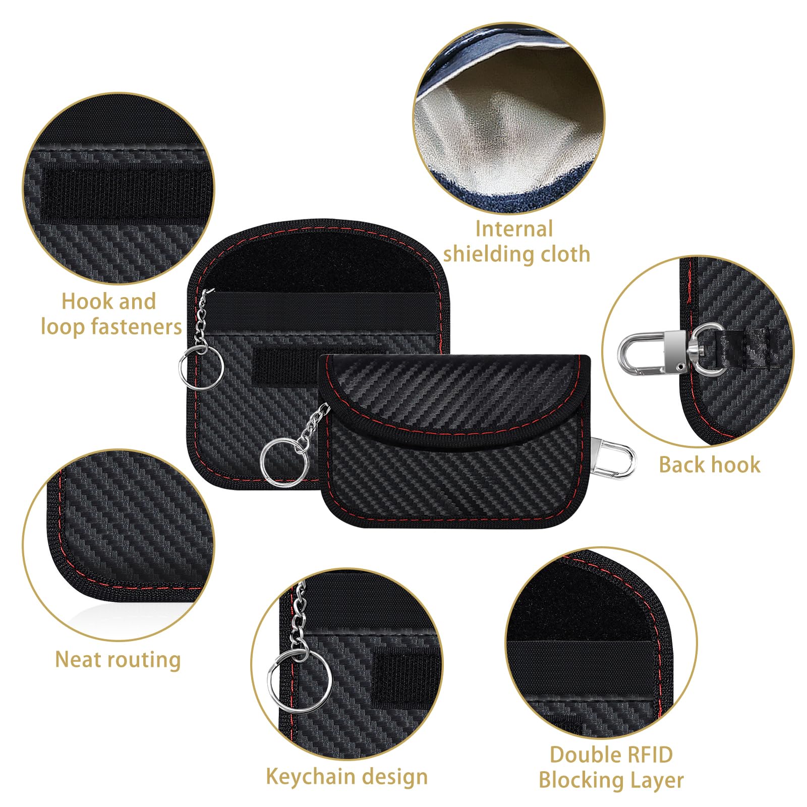 Faraday Pouch for Car Keys 2 Pack Small Leather Faraday Bag Cage Keyless Car Key Pouches Signal Blocker Safe Protector RFID Anti-Theft Blocking for Remote Entry Keys - Image 3