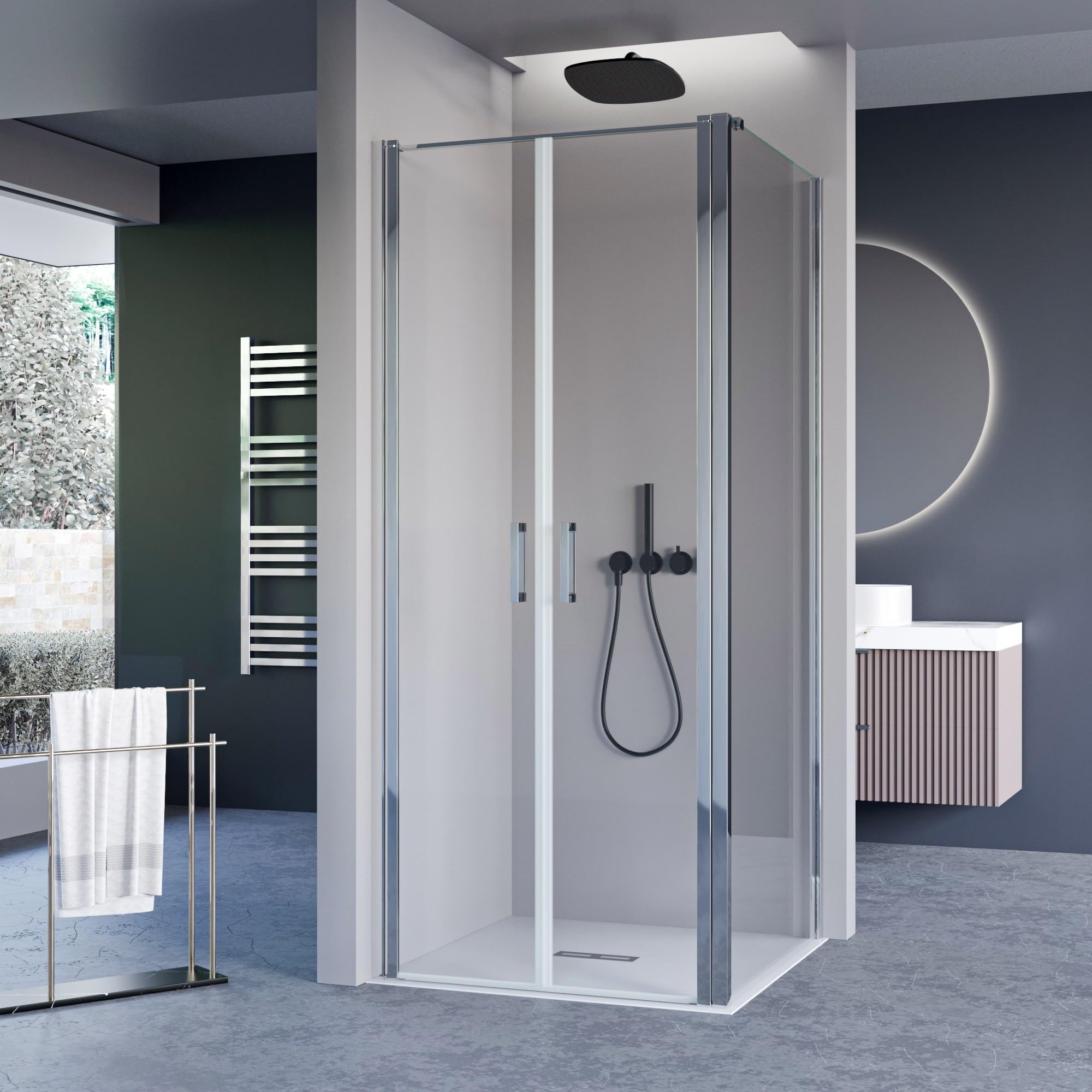 Box doccia due lati con porta saloon H195 6mm anticalcare Dobla - Misura 75