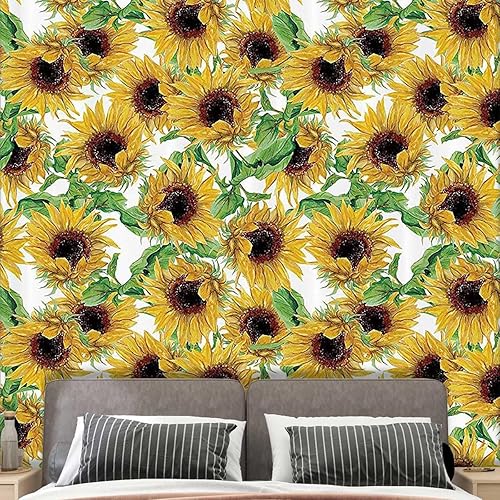 ZYMECH Sunflower Decor Collection Peel and Stick Contact Paper Customize Papel Tapiz para Cocina Wallpaper for Bedroom No Extra Glue Needed (W)