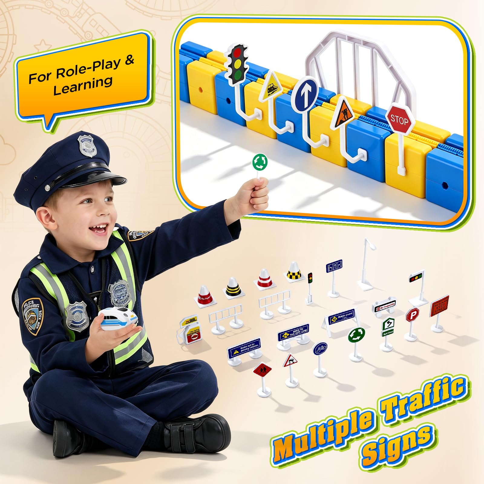 Train Électrique Enfant 224 Pièces – Cube Track Train avec Système klick, Parcours 3D et Ventouses, Jeu de Construction Créatif pour Enfants Dès 3 Ans