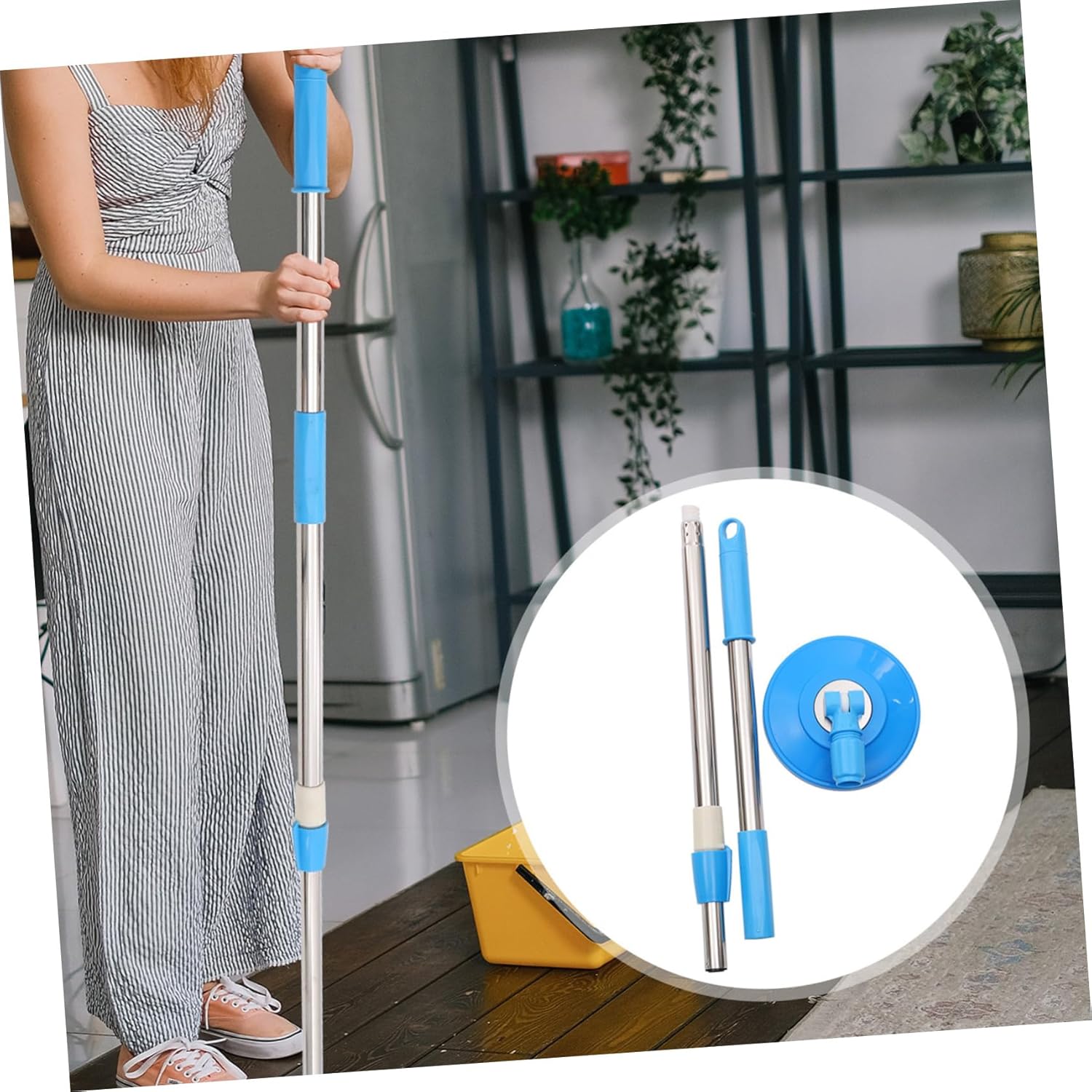 Rotating Mop Pole Replacement Durable Stainless Steel Handle for Easy Cleaning Swivel Head Design for Hard to Reach Areas Compatible with Rotating Mops Efficient Mop