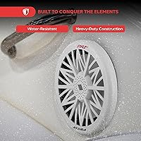Vista 2 de Pyle PLMRW8 - Subwoofer de audio marino para exteriores de 8 pulgadas, altavoz de graves impermeable blanco de 400 vatios para sistema de sonido