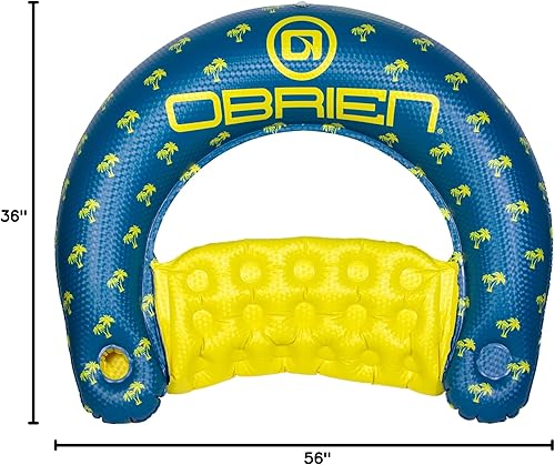 Miniatura 5 de O'Brien Sit N Sip - Flotador de piscina para una sola persona, color azul/amarillo, tamaño grande
