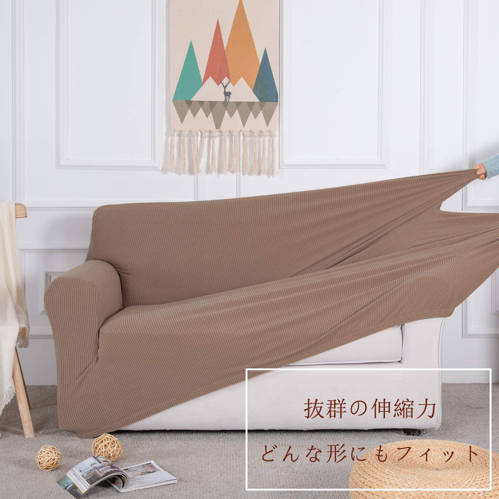 Size:3人掛け_Color:グレー Topfinel ソファーカバー 3人掛け 肘