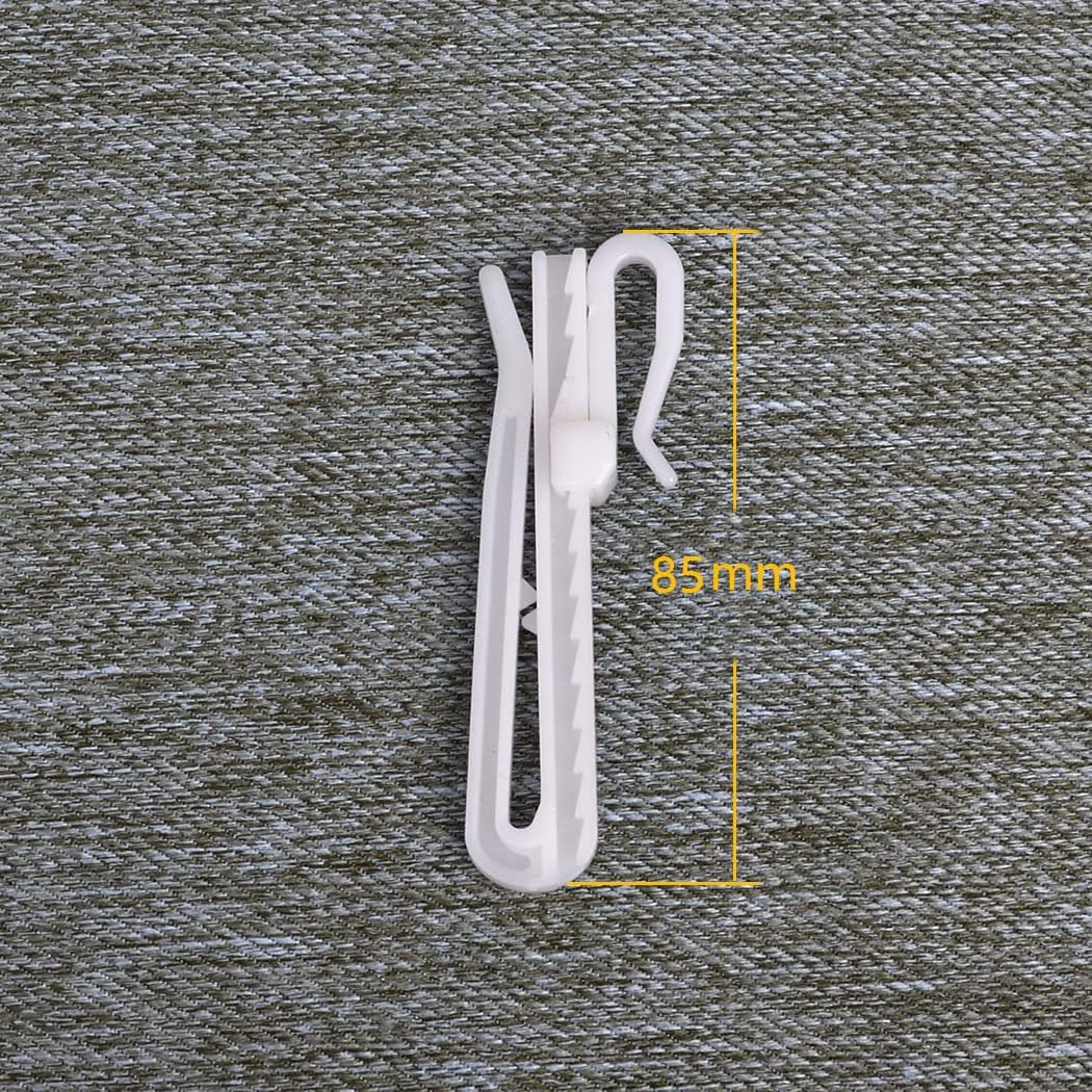 30 pcs Curtain Hooks Plastic Adjustable Depth Pinch Pleat Drapery Hooks for Pleated Drapes Shower Curtain Hooks (85mm)