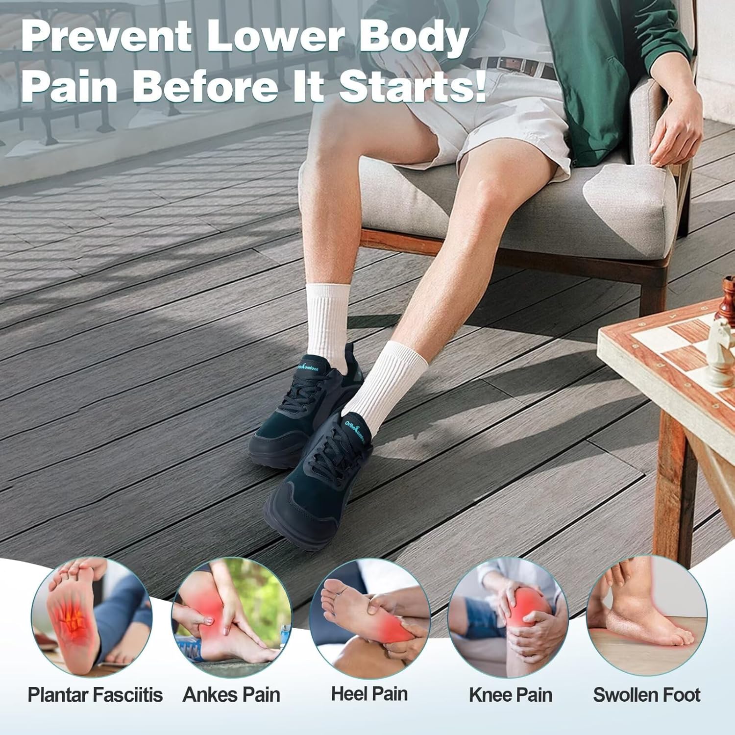 Men's Orthopedic Diabetic Walking Shoes: Comfortable Wide Toe Box Arch Support Plantar Fasciitis Heel Spur Running Shoes, Orthotic Swollen Casual Soft Breathable Sneakers for Foot and Heel Pain Relief - Image 4