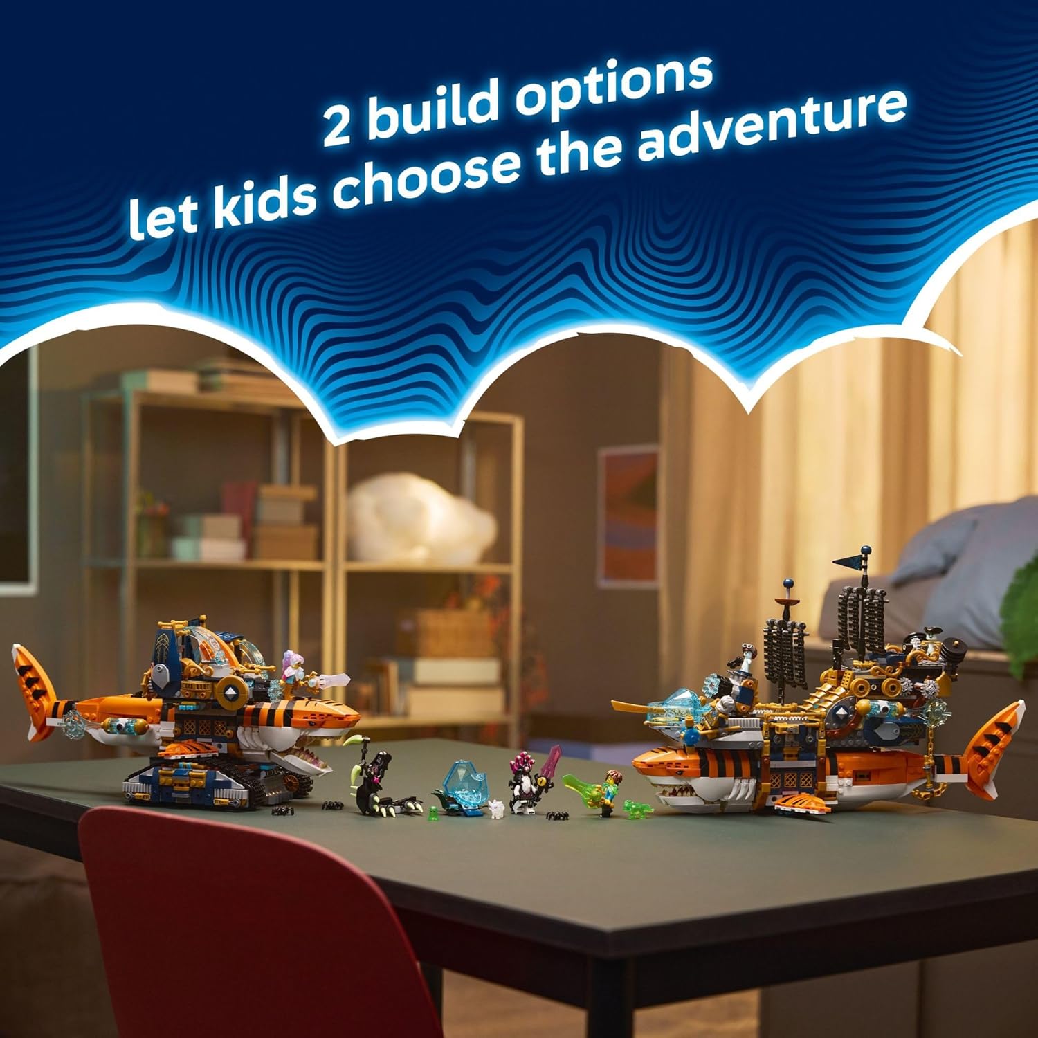 LEGO DREAMZzz Tiger Shark Tank Building Toy for Boys & Girls - Ages 9+ - Pretend Play Set for Kids, Ages 9+, W/2 Build Options - Includes 5 Minifigures - Gift Idea for Birthdays - 71515