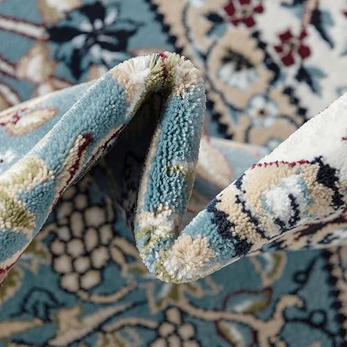 Miniatura 8 de Rugs.com Rabia Collection - Alfombra baja azul de 5 x 8 pies, perfecta para dormitorios, comedores, salas de estar