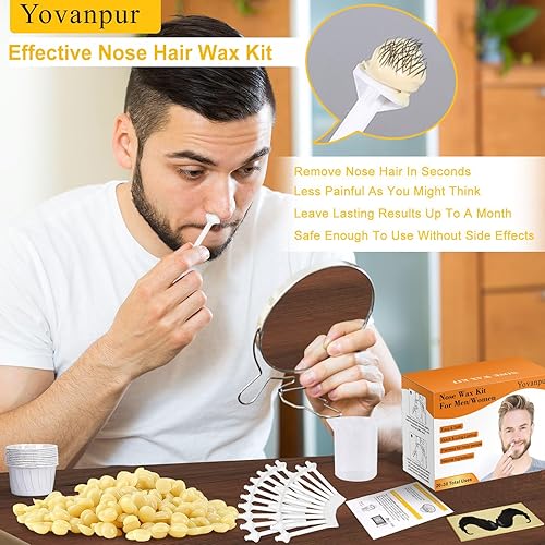 Miniatura 5 de Kit de cera nasal de 4.23 oz para hombres y mujeres, kit de depilación nasal con más cuentas de cera para el cabello de la nariz (20-30 usos), 30