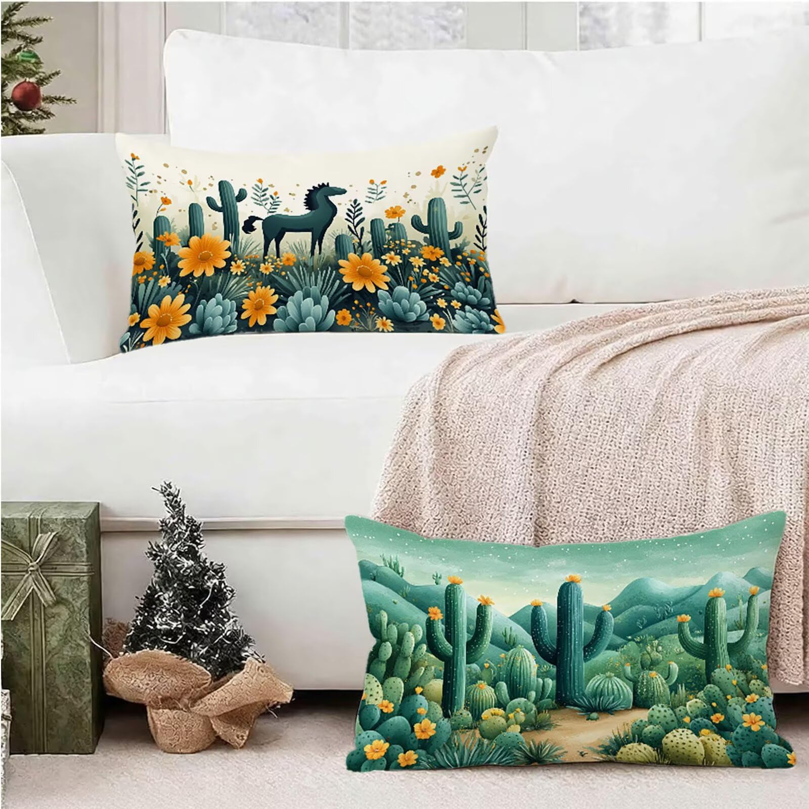 Federe Cuscino 60x80 Set di 2, Verde Federe Cuscini Divano Lino, Rettangolari Copricuscini 60x80cm Con Cerniera Invisibile, Copricuscino per Camera Letto Casa Decorazioni Regalo, Nordico kj-6615
