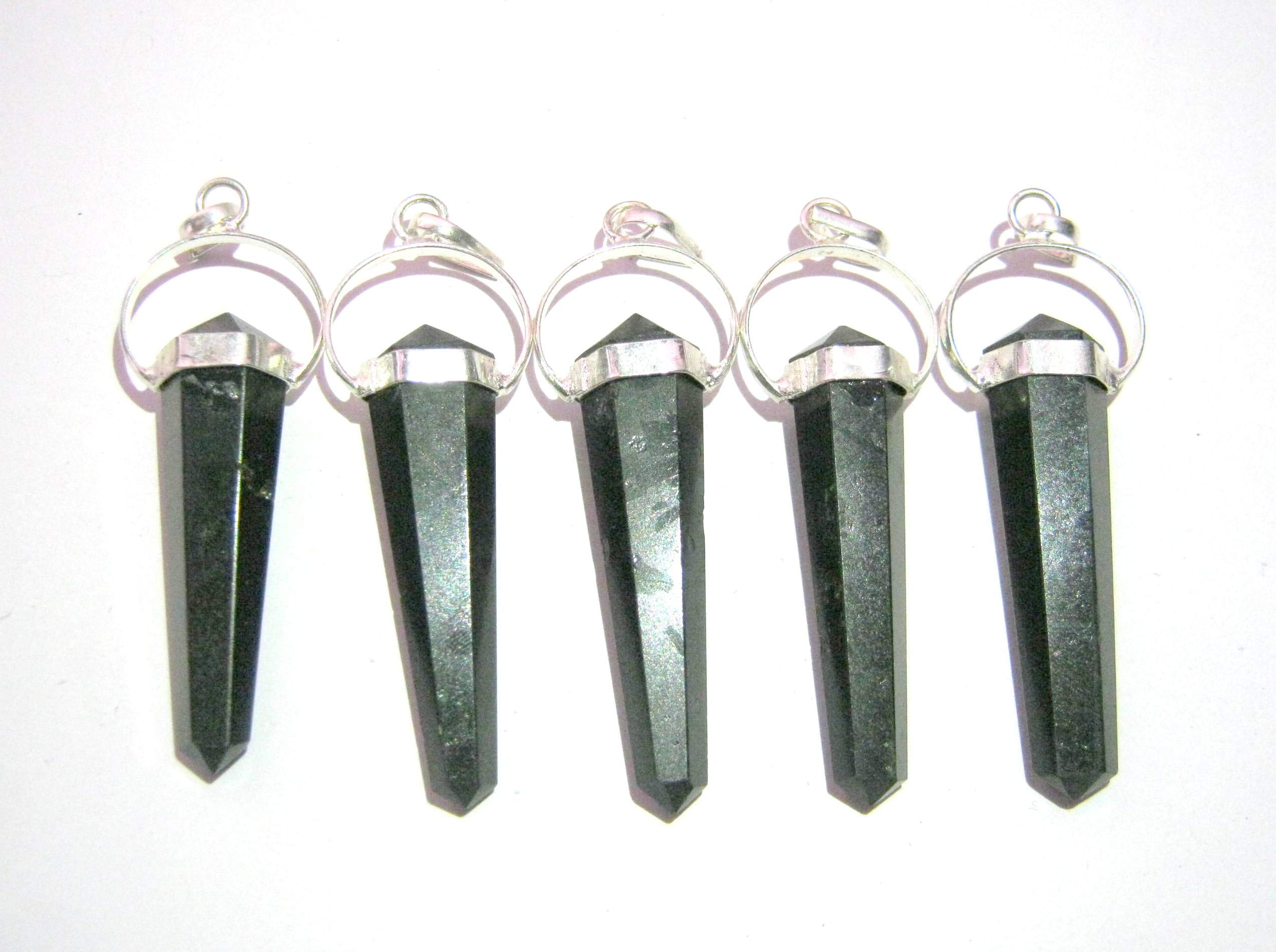 CRYSTALMIRACLECrystal Miracle Five Black Tourmaline Double Terminated Crystal Healing Pendants Fashion Jewelry Accessory