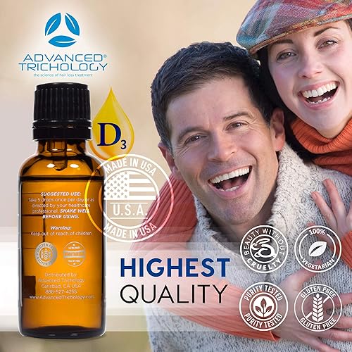 Miniatura 7 de Advanced Trichology Vitamina líquida vegetariana D3-5000 iu de alta absorción - 1000 iu por gota - Suministro de 6 meses - Sin gluten 365 VIT D