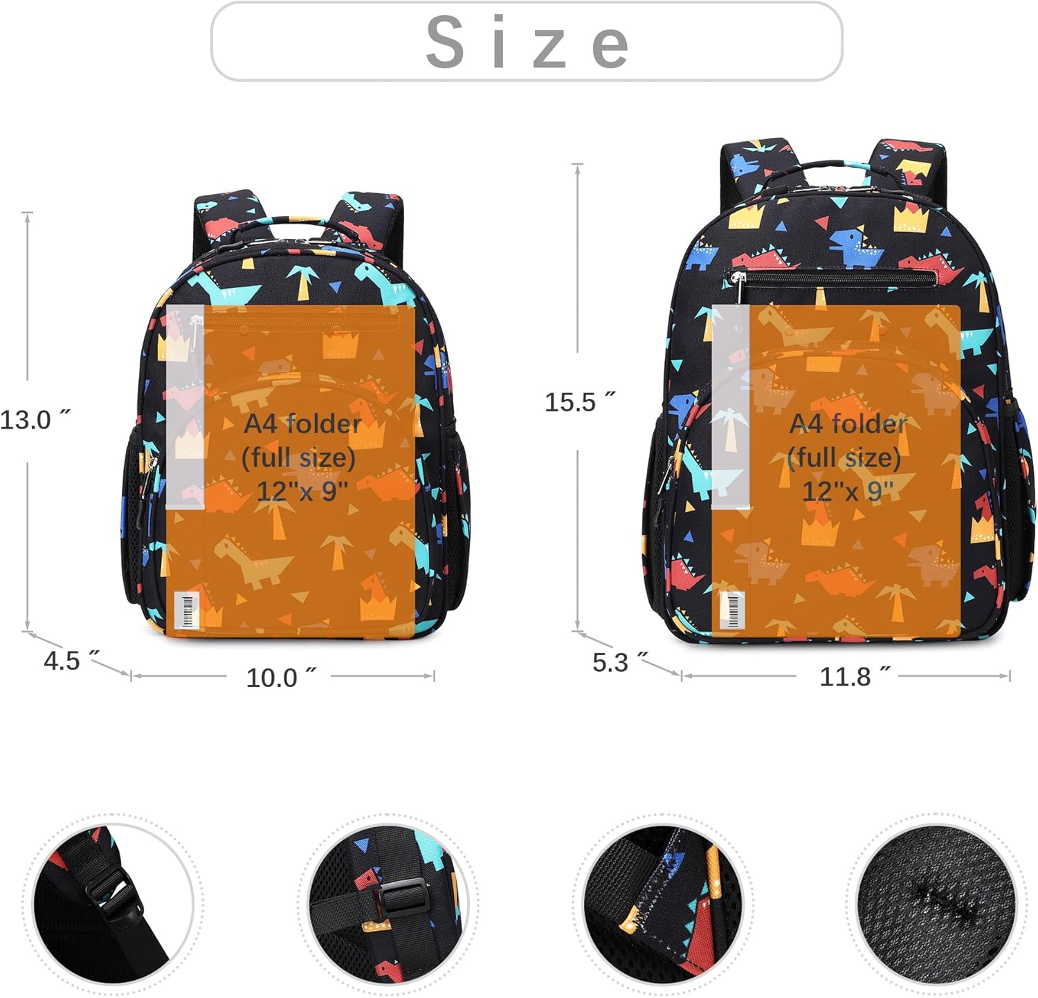 abshoo Cute Mini Toddler Backpacks for Boys Little Kids Bookbag Preschool backpack (Dinosaur Black) - Image 5