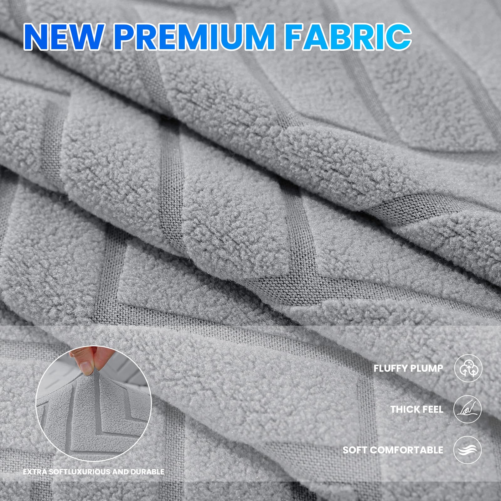 Stretch Sofaüberzug 4 Sitzer, Sofabezug rutschfest Mit Armlehnen, Universal Sofa Überzug Durable, Moderne Kratzfester Sofa Cover, Waschbare Sofaüberzug Für Wohnzimmer, Hellgrau
