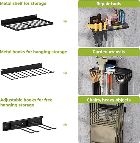 Miniatura 3 de MAWEW Organizador de garaje, organizadores de garaje y almacenamiento, organizador de herramientas de garaje para montaje en pared, estante de