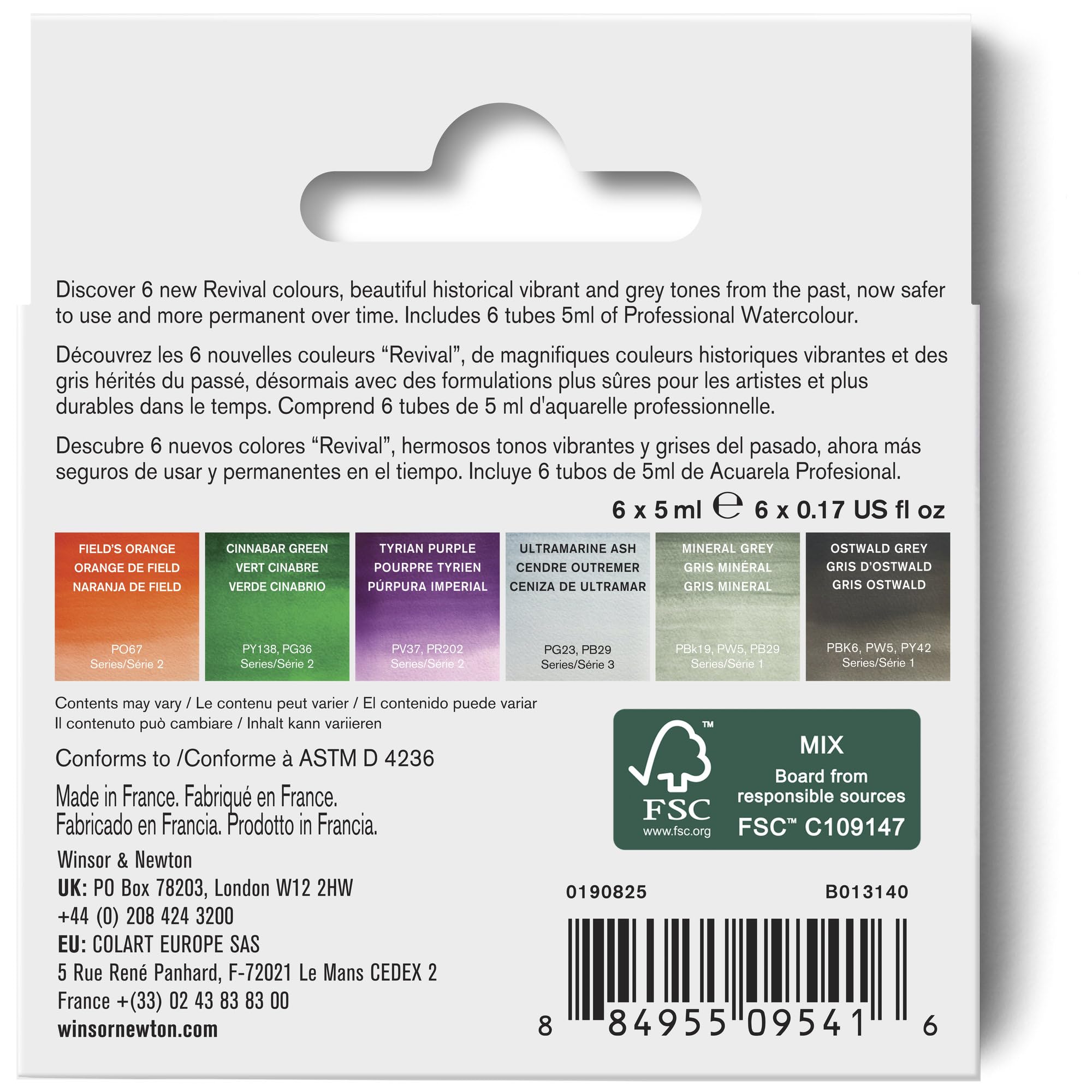 Winsor & Newton 0190825 Acuarela Profesional, Colección Revival - Set de 6x5ml