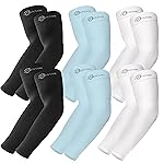 BHYTAKI 6 Pairs UV Sun Protection Arm Sleeves, UPF 50 Sports Cooling Arm Compression Sleeves for Men Women Teenager