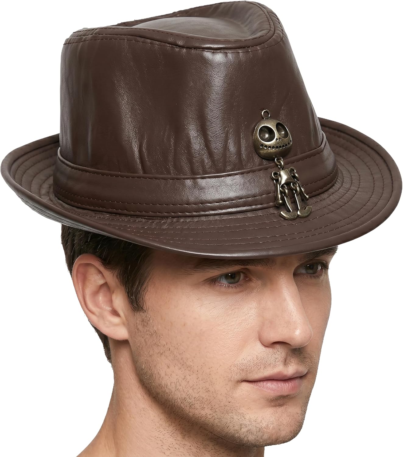 Refined PU Leather Trilby Hat Sun Shade Outdoor Gent Cap Inspired by Mens Summer Hats for Travel