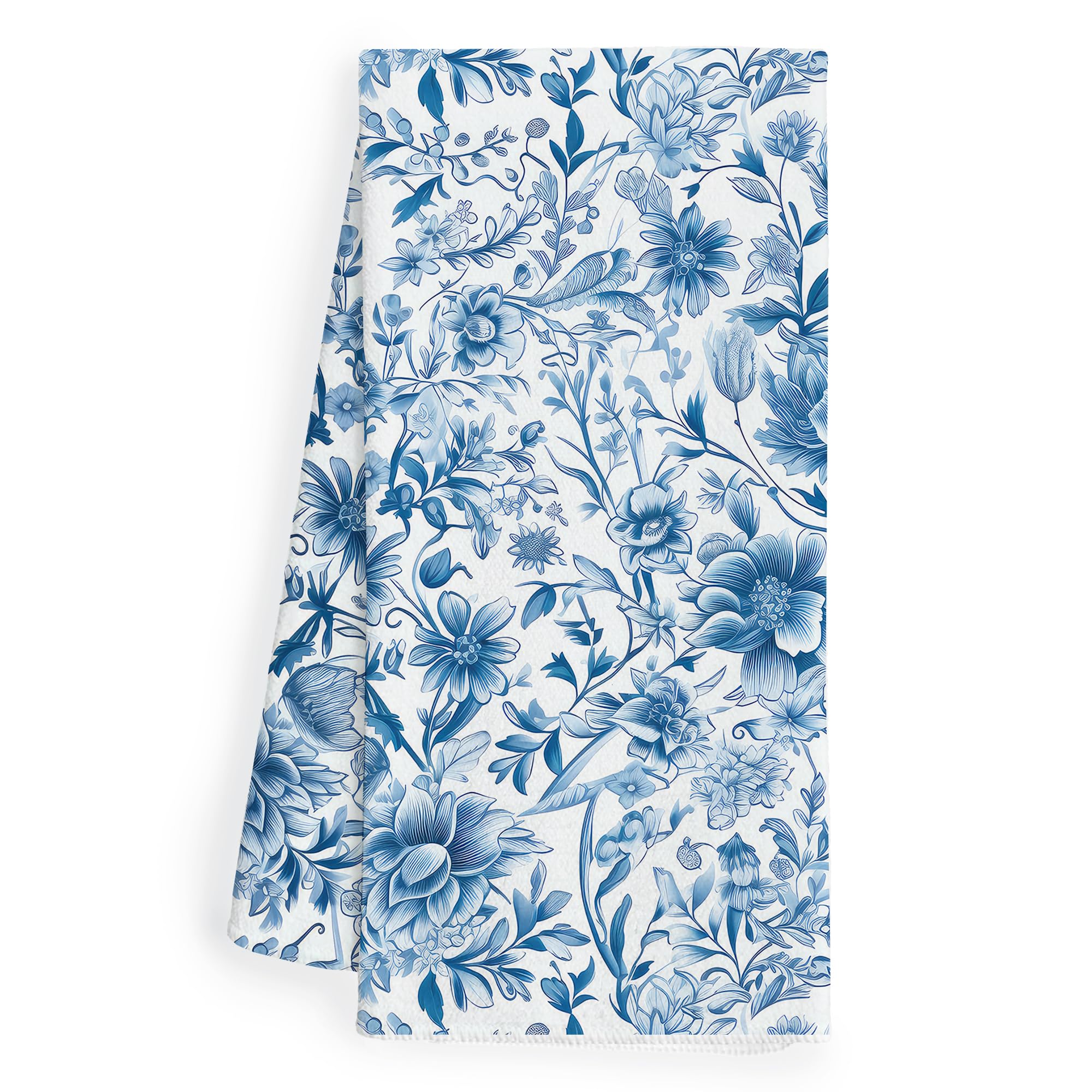 Coquette Chinoiserie Geschirrtücher – Blau-Weiß, Waffel-Mikrofaser, 41x61 Cm, Super Saugfähig & Schnell Trocknend