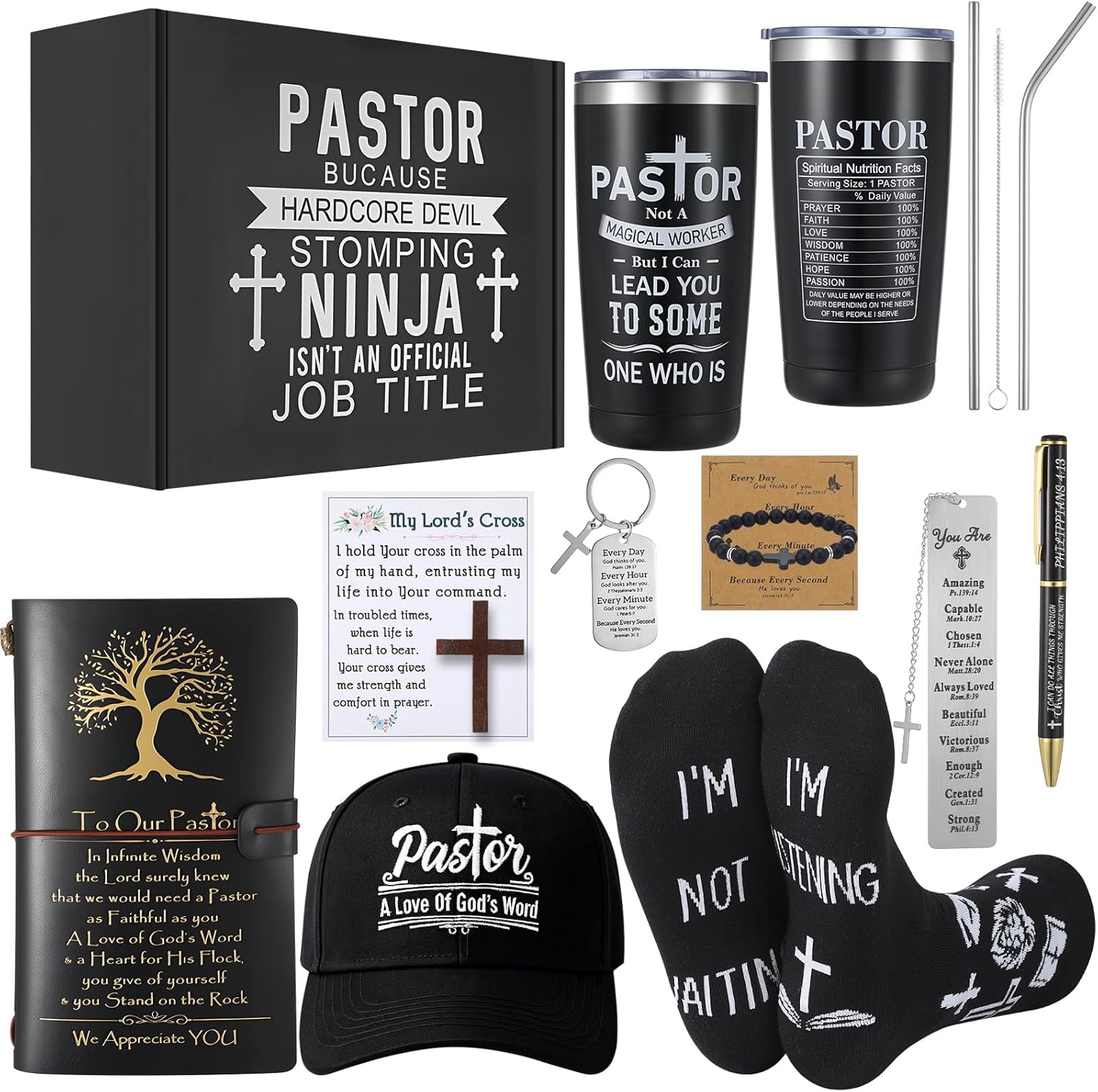 10 Pcs Pastor Appreciation Gifts for Men, Christian Pastor Gifts for Dad Husband Grandpa Male Friends Coworker Birthday Christmas