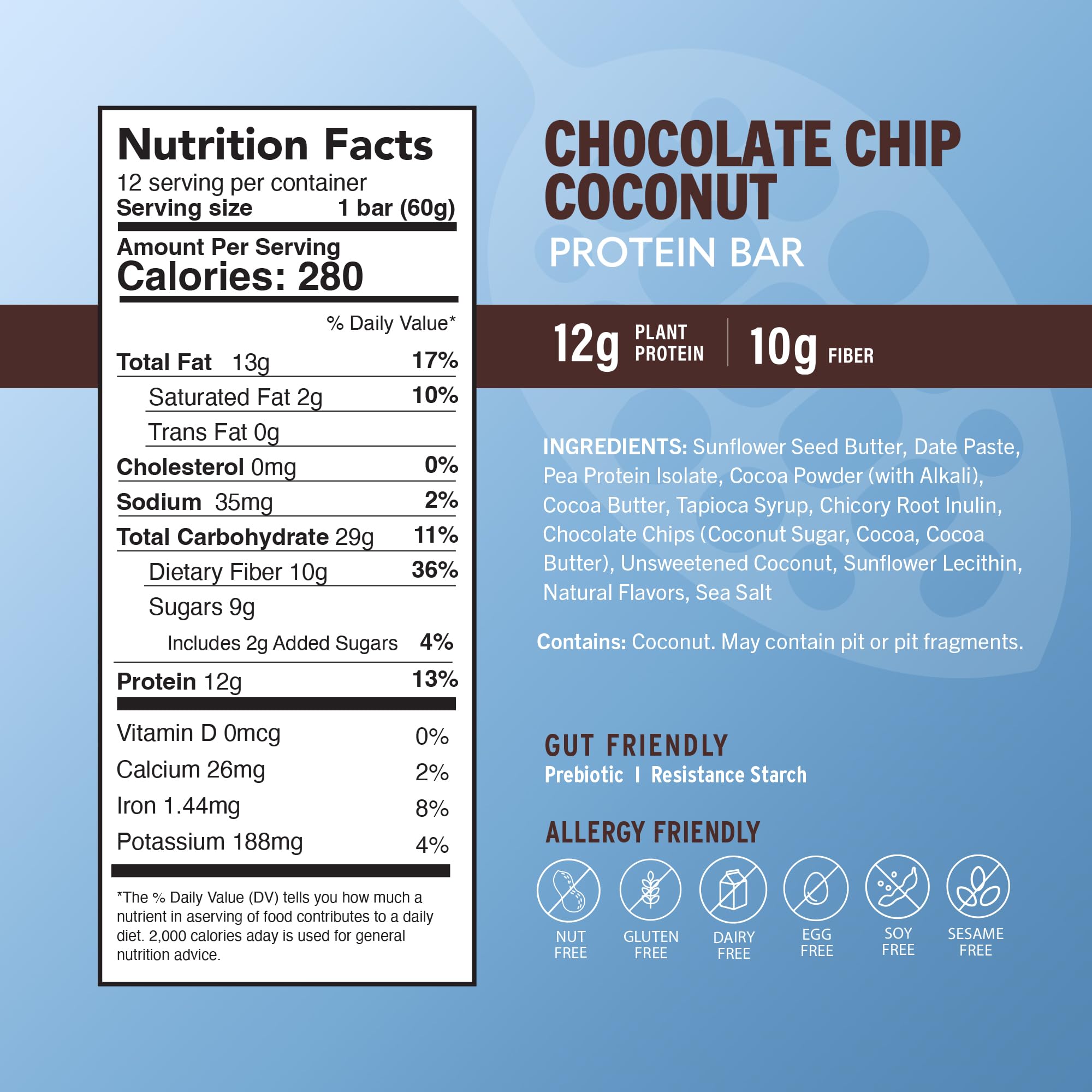 Amrita Health Foods Paleo-friendly Nutrition Bar, Protein Bar Alta Con 15G proteine, vegan Approvato, Senza glutine, Dairy-Free, soia libero, pacchetto gocce di cioccolato di noce di cocco
