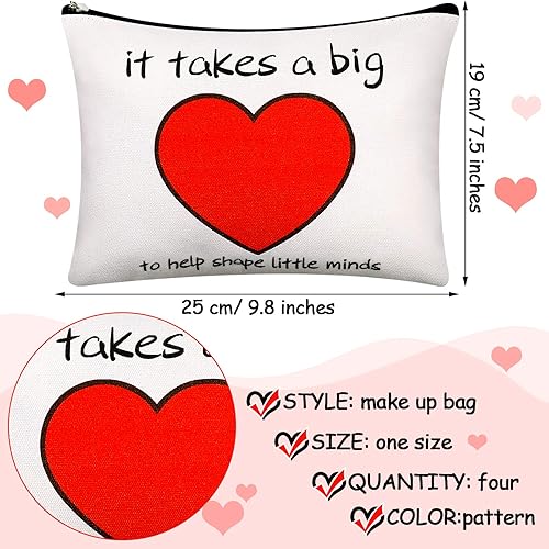 Miniatura 2 de Weewooday 4 piezas de regalos para profesores, bolsas de maquillaje, regalos de agradecimiento para mujeres, bolsa de cosméticos de agradecimiento