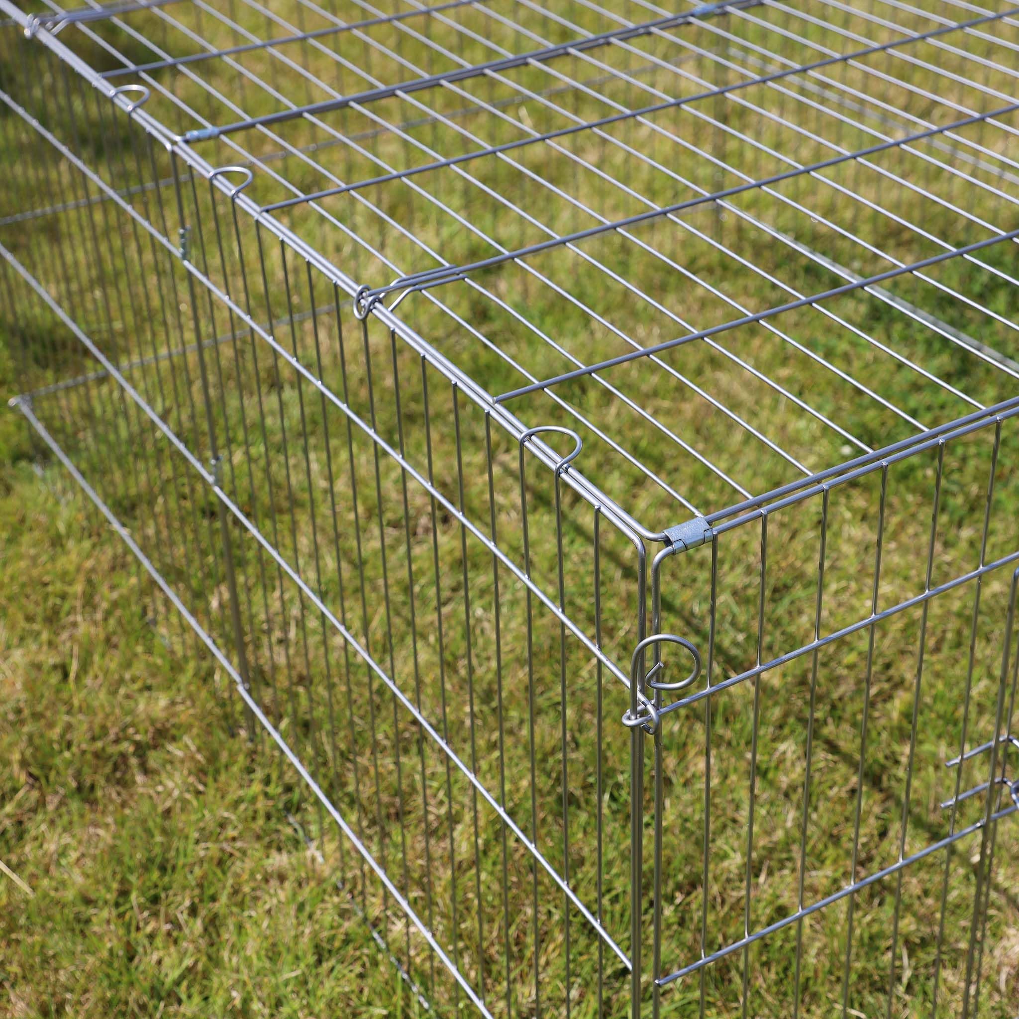 Wiltec buitenverblijf voor kleine dieren, metalen hok 122 x 95 x 58 cm, stabiel en veilig buitenhok met zonwering en 1 opening, buitenren voor konijnen, cavia's, hamsters, vrije ren voor huisdieren