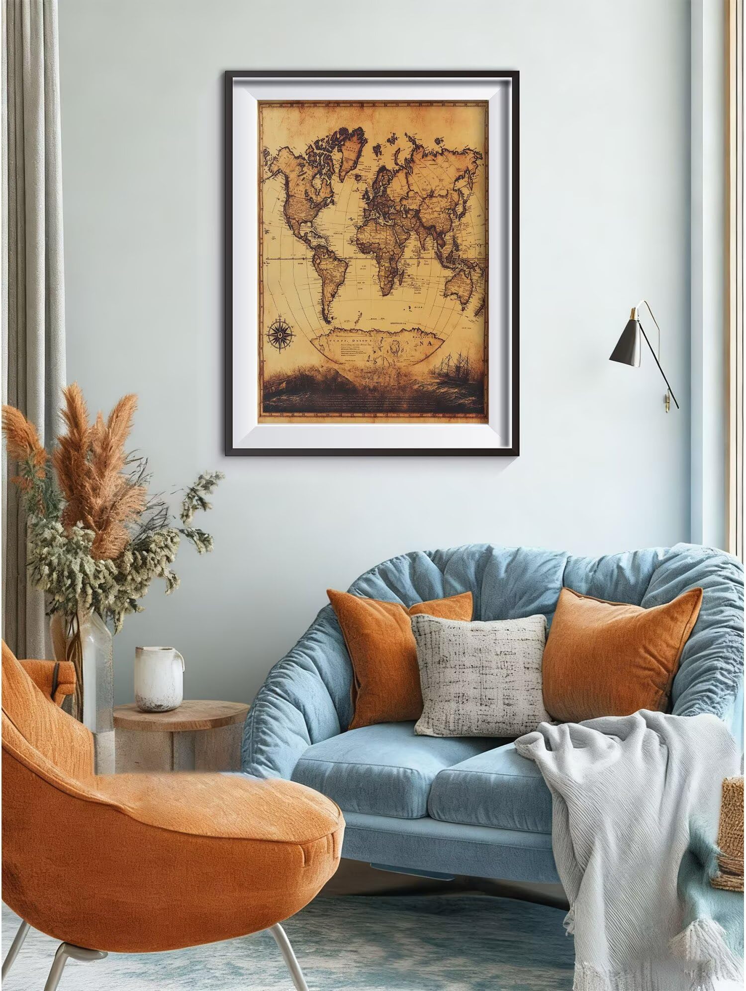 Diamond Painting Retro Karte Diamant Painting Bilder DIY Kreativ Set für Erwachsene Full Drill Cross Stickerei Malerei Kits 100x135 cm Mosaik Bastelset Kinder, für Haus Wohnzimmer Herbstdeko W-j-720