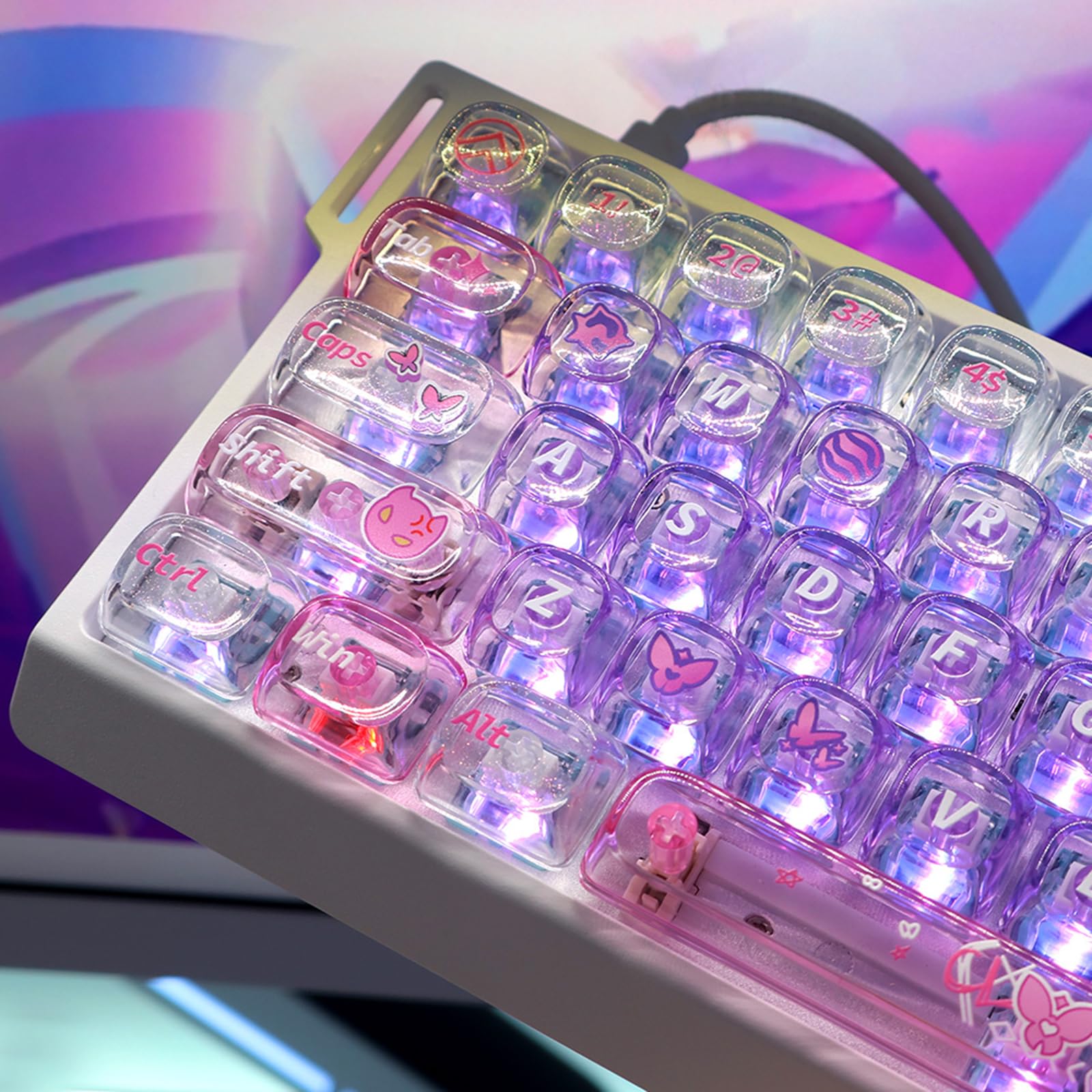 135pcs Ergonomico Retroilluminato Keycaps Rinforzato Punta Dita Comfort per Tastiere Meccaniche Sostituzione Facile Tastiere Ergonomiche Accessori
