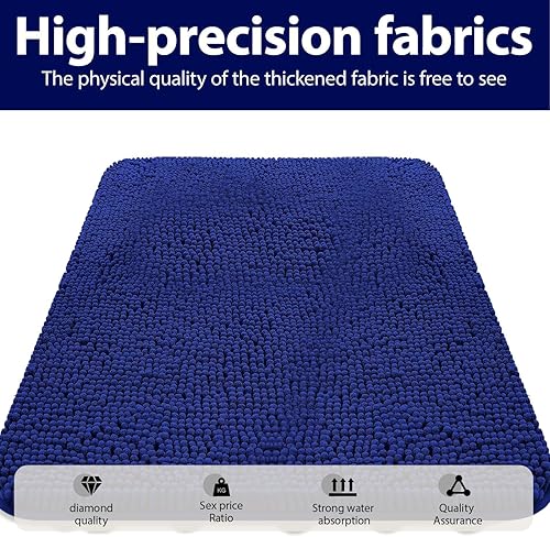 Miniatura 5 de Alfombras de baño de felpilla extra suaves y absorbentes, de 24 x 16 pulgadas, parte trasera de goma de secado rápido, lavables a máquina, para