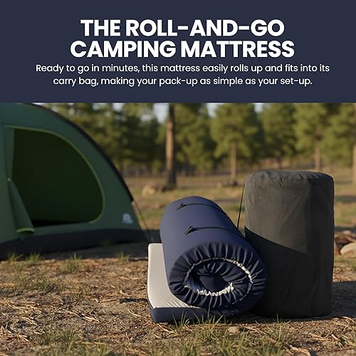 Miniatura 7 de Colchón de espuma viscoelástica de alta densidad, colchón de espuma para dormir, colchón de viaje enrollable, cubierta resistente al agua y parte