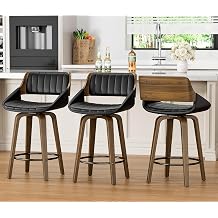 YaFiti Bar Stools Set of 3, 26" Bentwood Counter Height Barstools, Black