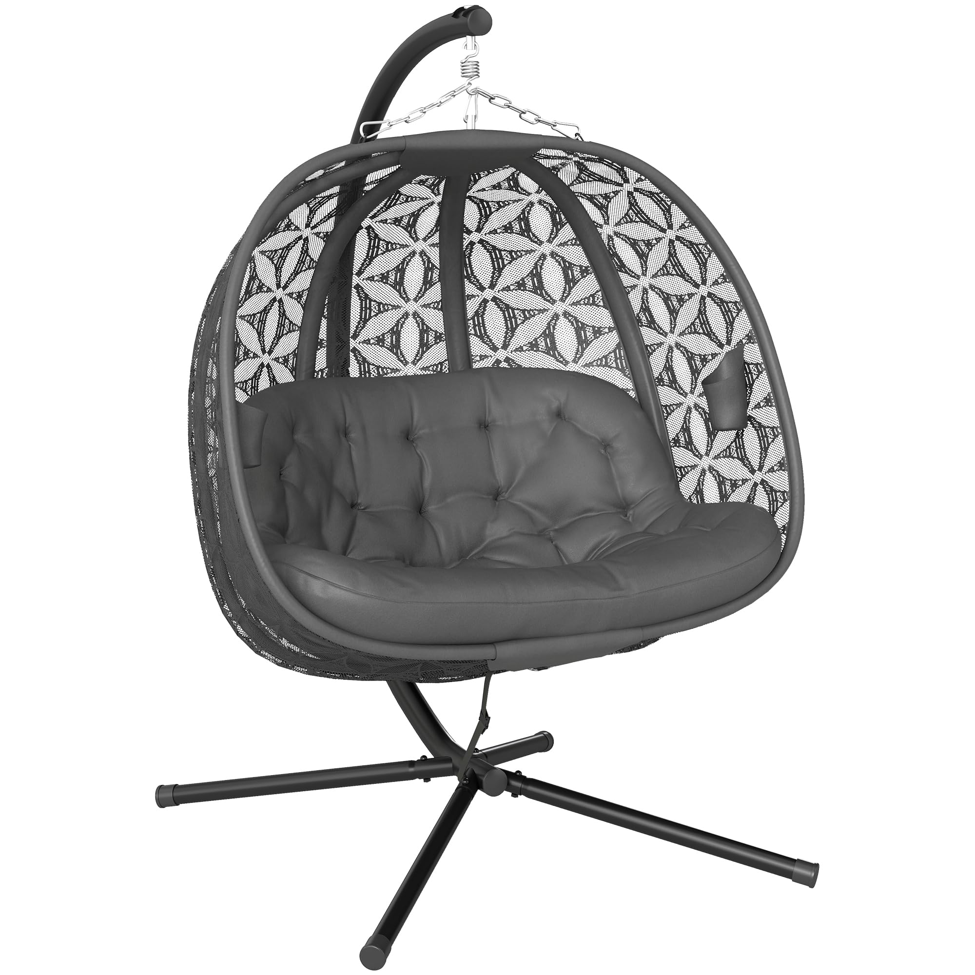 Outsunny Charcoal Grey Double Hanging Swing Chair