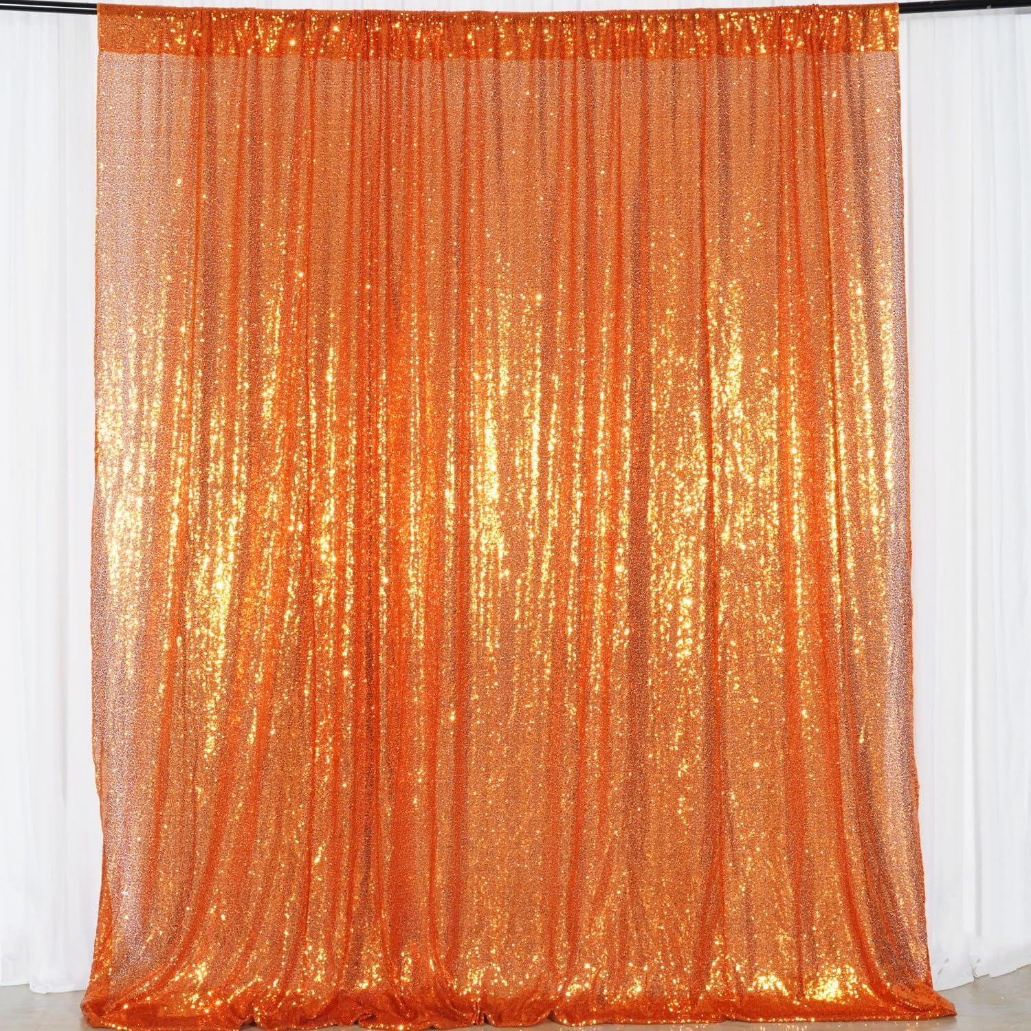 Poise3EHome 6FT x 8FT Sequin Photography Backdrop Curtain for Party Decoration, Orange