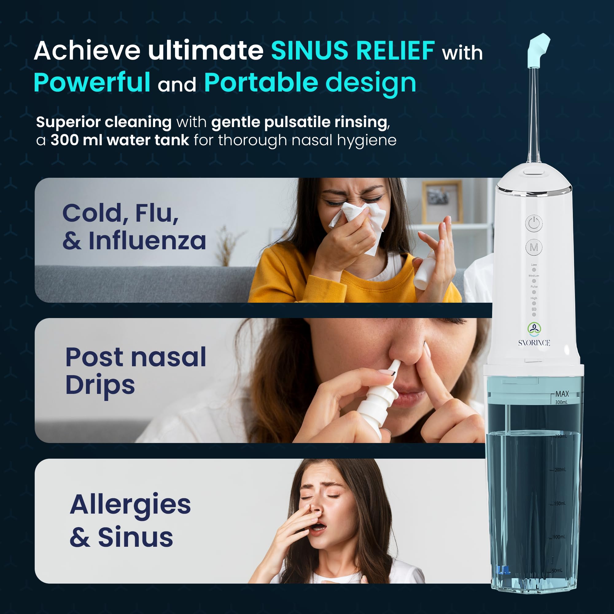 Nasal Irrigation System for Sinus Relief 30 Salt Packs 4 Rinse Modes — Amazon image 2
