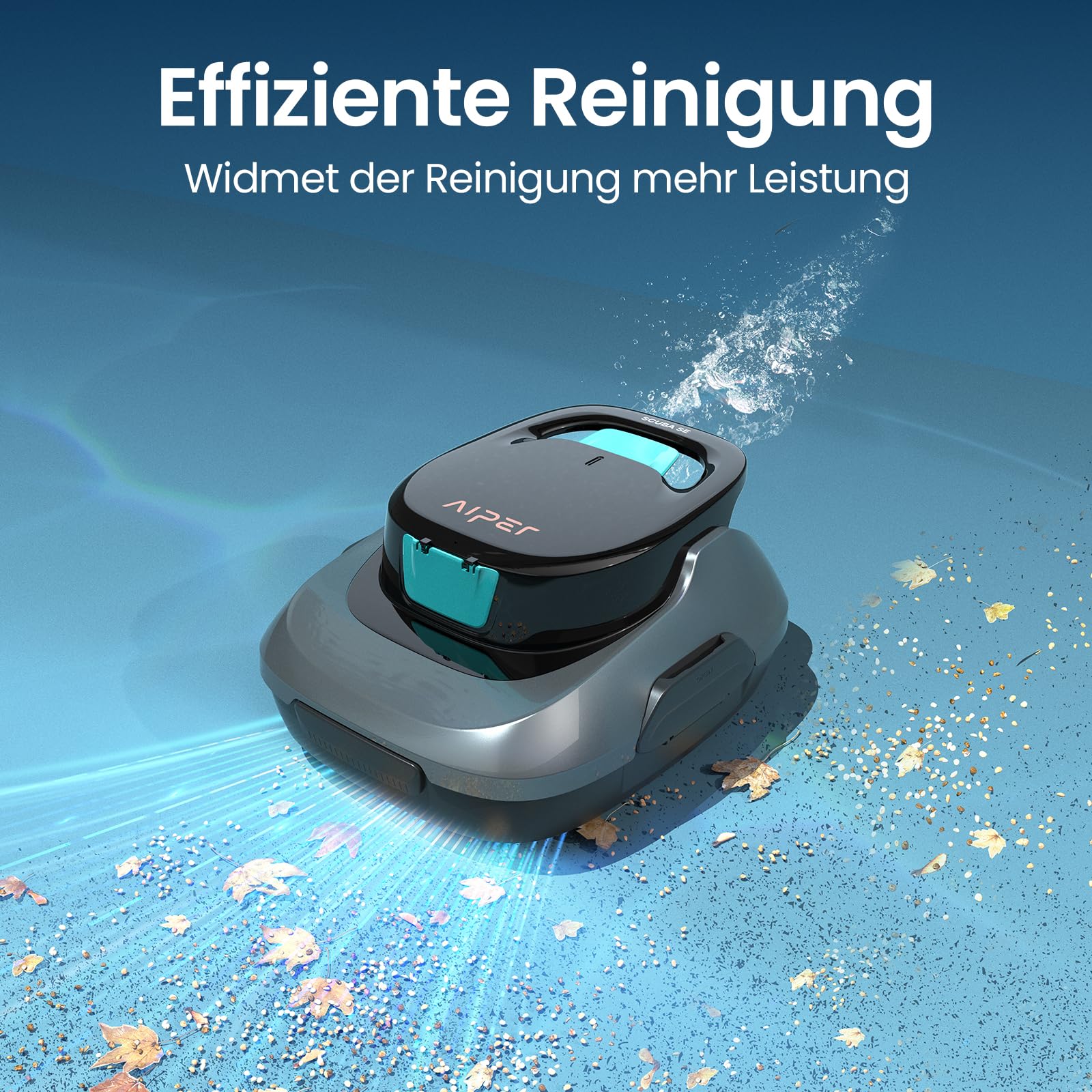 AIPER Poolroboter Kabelloser Poolsauger mit 90 Min Laufzeit Intelligentes Auto Parking Plus Leichtes Design Ideal für Bodenpools bis 80 m²