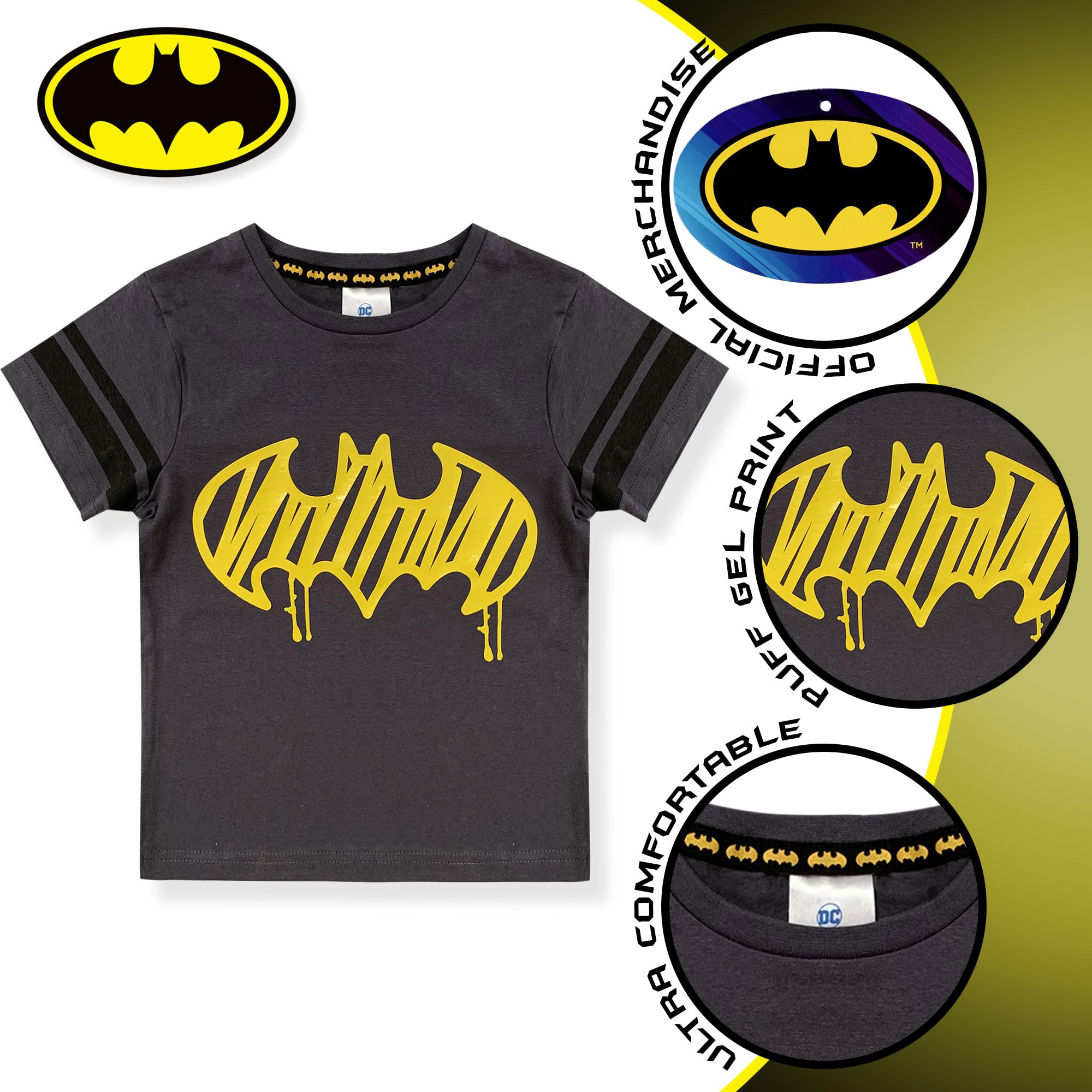 T-Shirt Batman Maglia Bambino Mezze Maniche in Cotone Maglietta Bimbo 6183