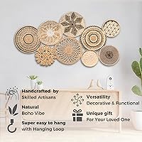 Vista 4 de 9 Pcs Wall Basket Decor, Boho Wall Baskets Suitable for Any Home Style, Seagrass Wall Decor, Wicker Wall Decor, Boho Basket Wall Decor, Woven Wall