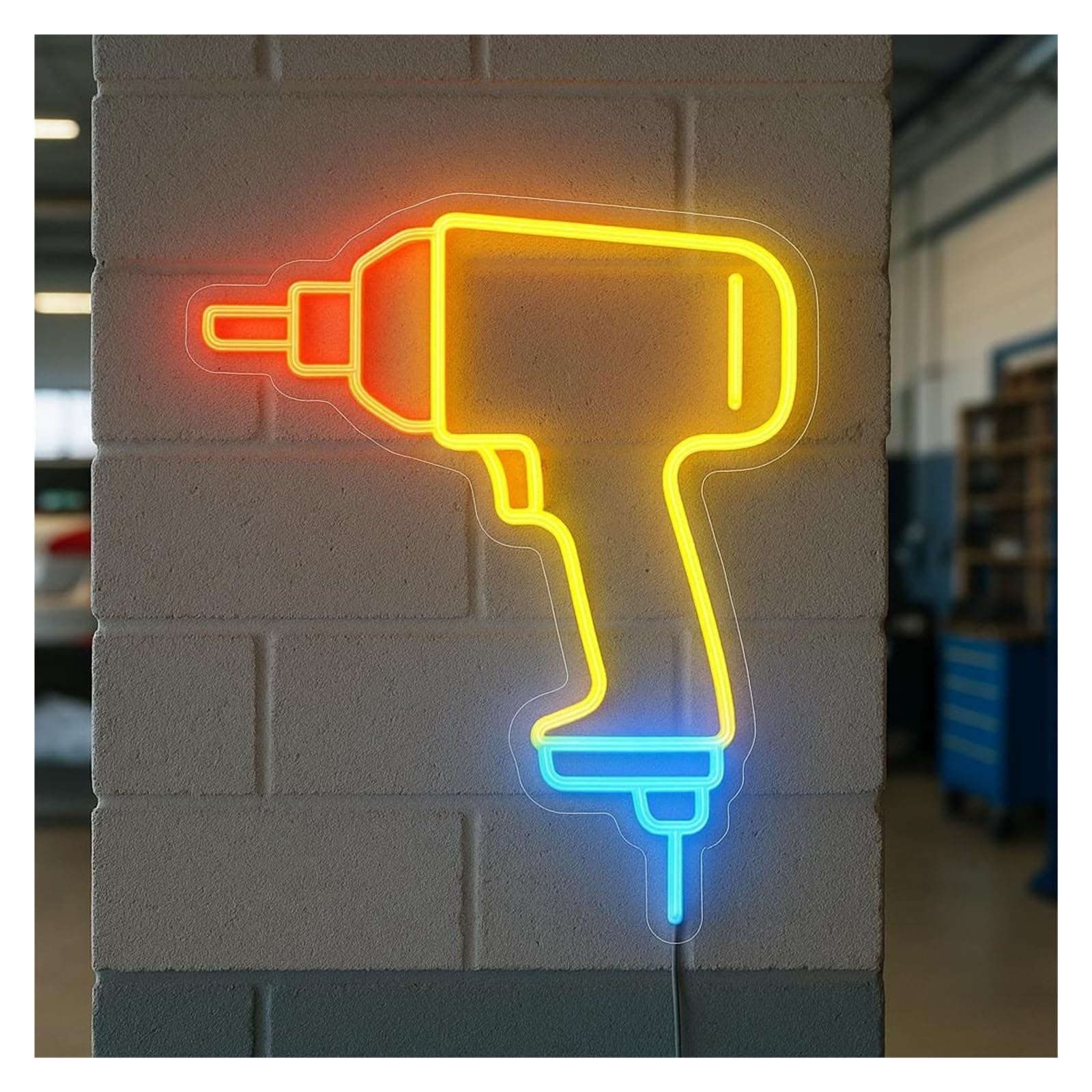 RONGCH Hanging Art Signs Pneumatic Wrench Neon Sign Decor for Auto Mechanics Repair Workshop 42cm(E)