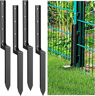 2-4-6-8 Pack Fence Post Repair Kit,Heavy Duty Fence Post Repair Stakes,Thicker Fence Post Anchor Ground Spike,Fence Post Stakes for Repair Broken/Tilted Fence Post(Black)