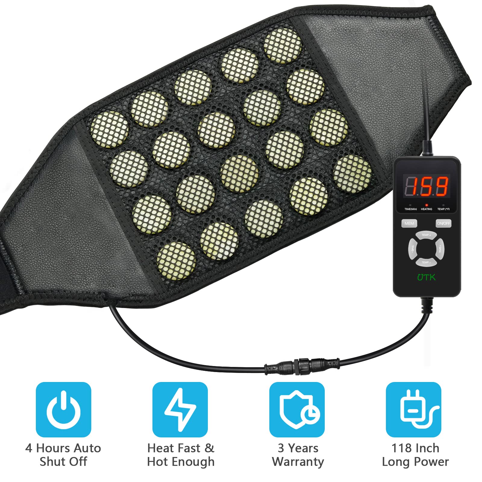 UTK Heating Pad for Lower Back, Far Infrared Heating Pad for Lower Back