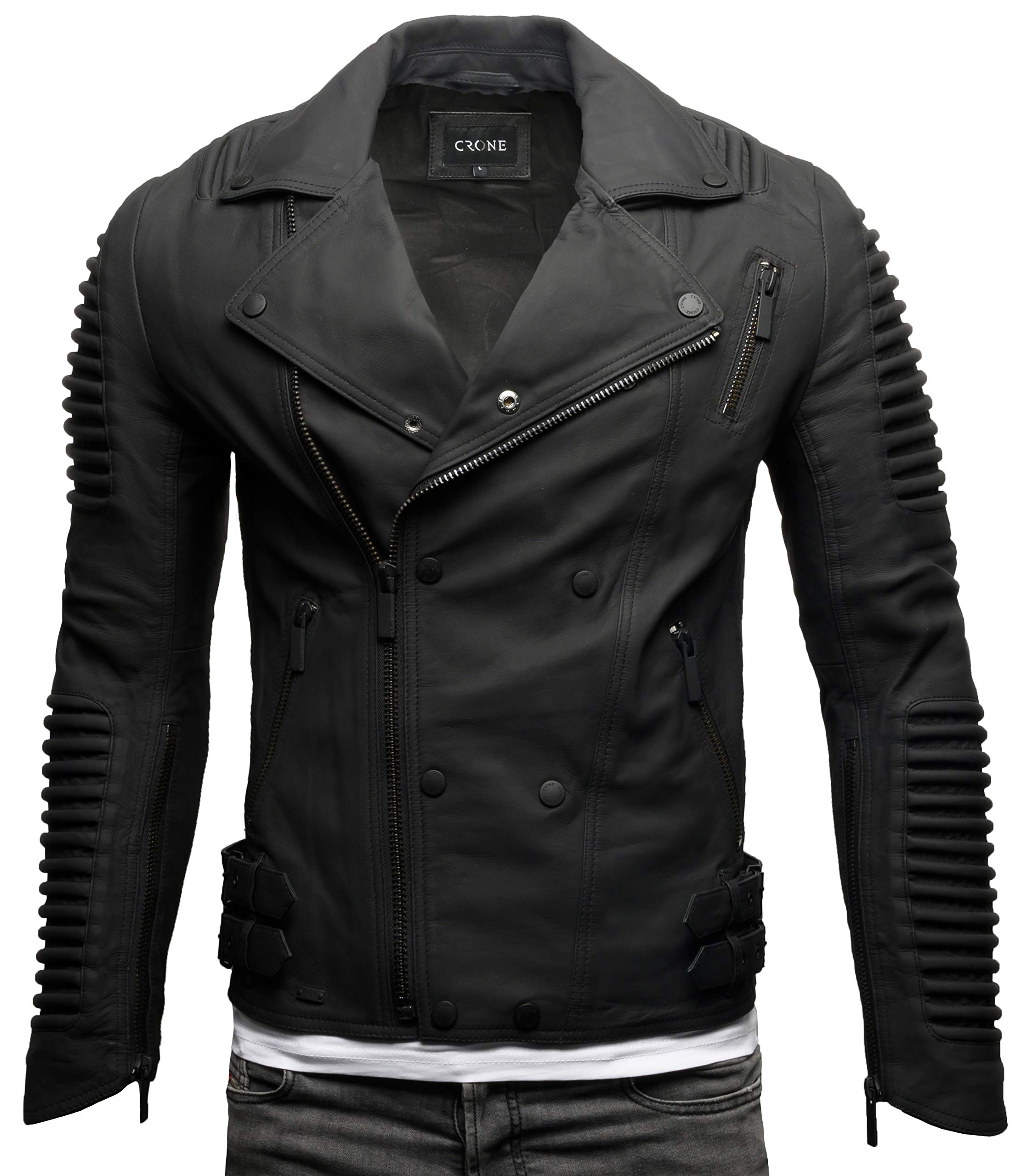Buy Crone Unique Men's Real Leather Biker Jacket Premium Leather Jacket
