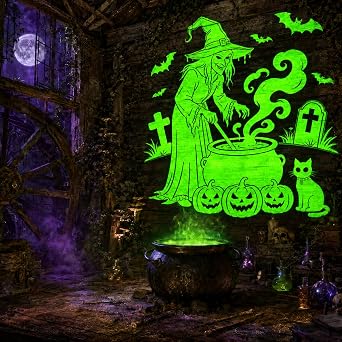 12 in 1 Halloween Projector Outdoor - 3D Dynamic Halloween Decorations,Clearer Skull/Spider/Pumpkin/Witch Cauldron HD Patterns,Holiday Lights for Window Garage Door Cover