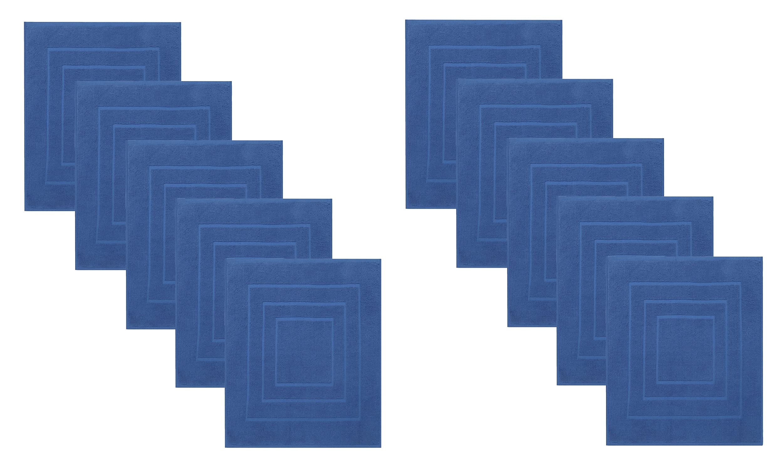 Betz Set di 10 scendibagni PALERMO misure 60 x 60 cm 100% cotone tappeto da bagno tappeto da doccia qualità 680 g/m² colore blu