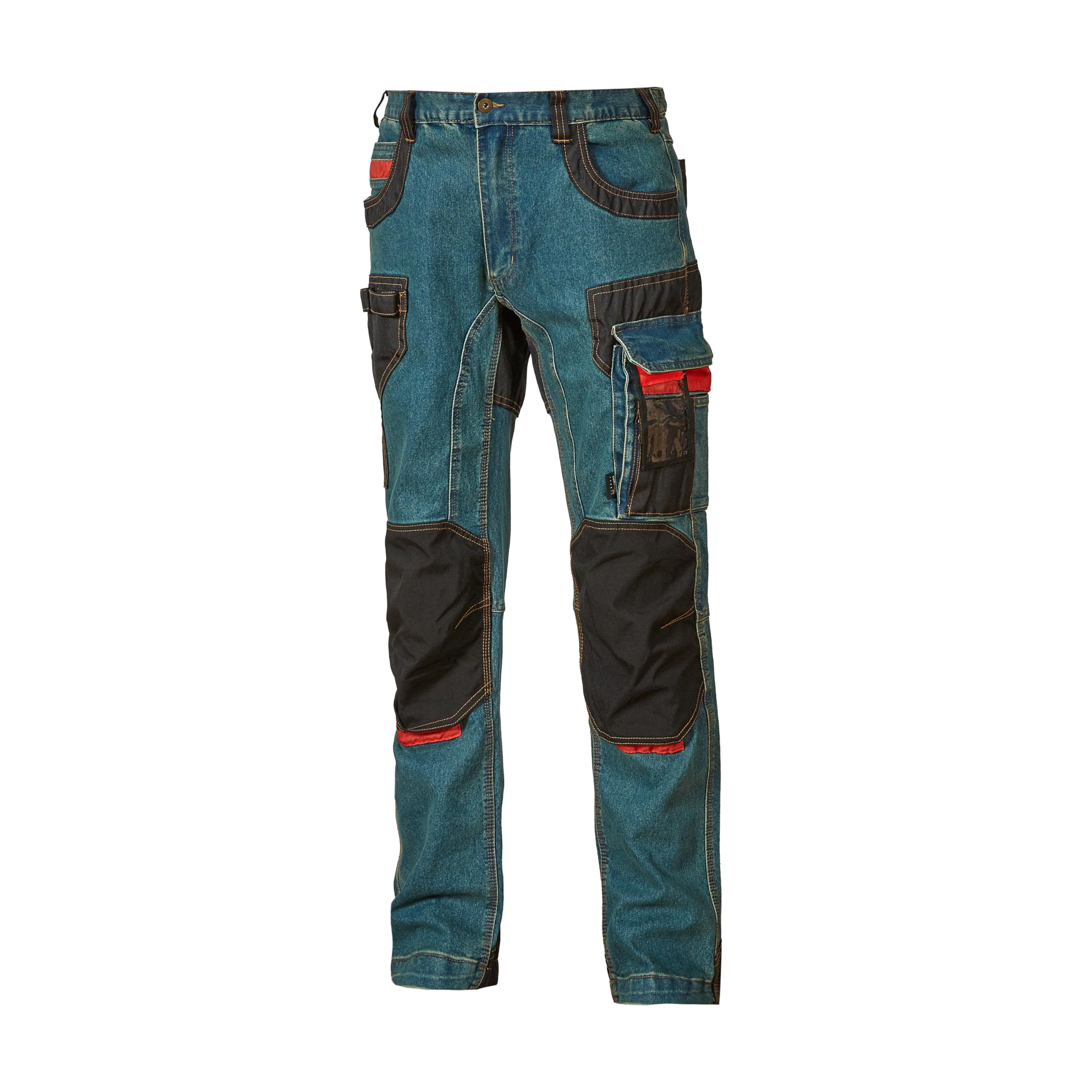Pantaloni da uomo U-Power Platinum Buttom, jeans cargo multitasche, tasche per ginocchiere, tasca sulla coscia rimovibile, tessuto confortevole, inserto elastico, usura esterna