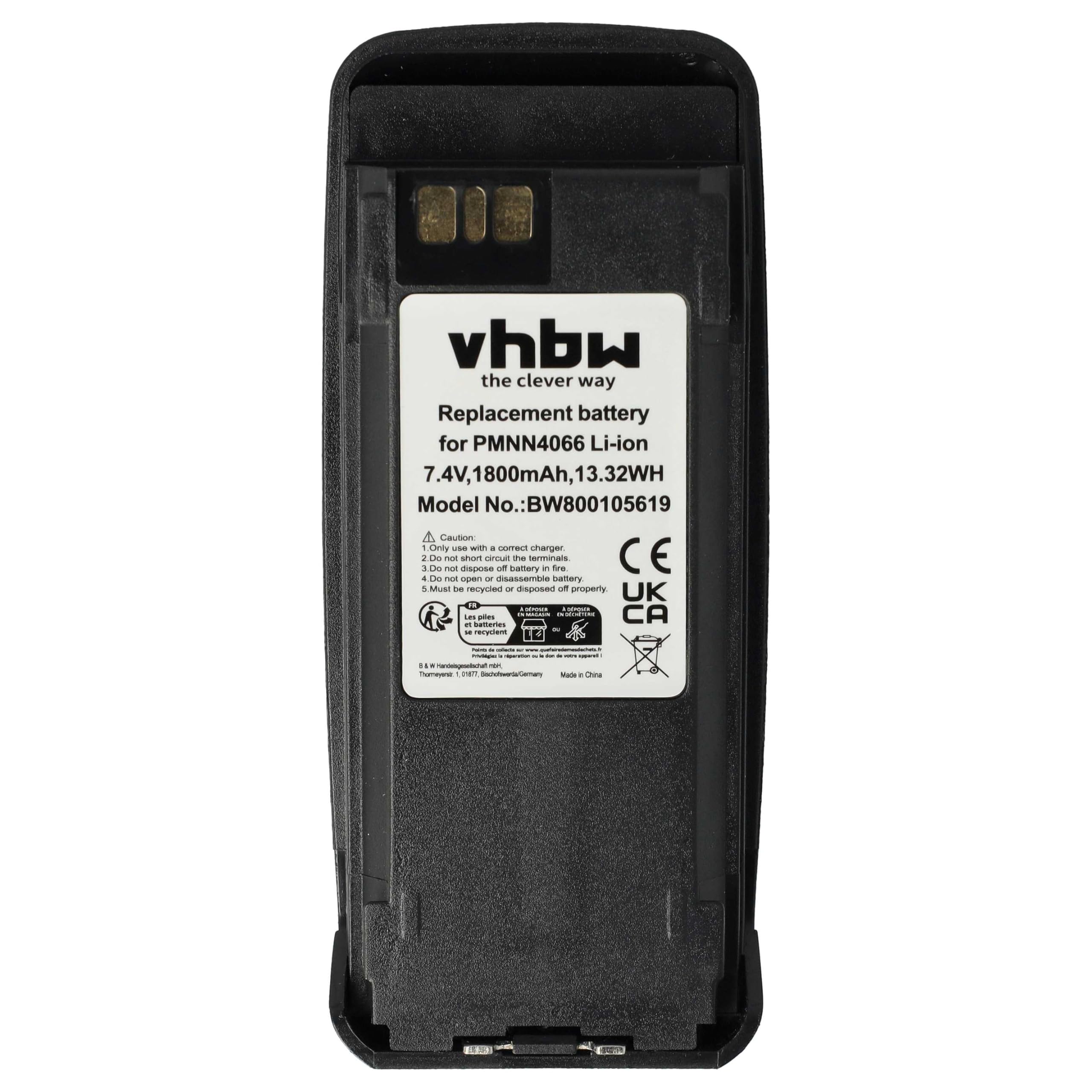 Batteria Vhbw 2600mAh 7.4V Li-Ion Per Motorola NNTN4066/NNTN4077/NNTN4103, Con Clip