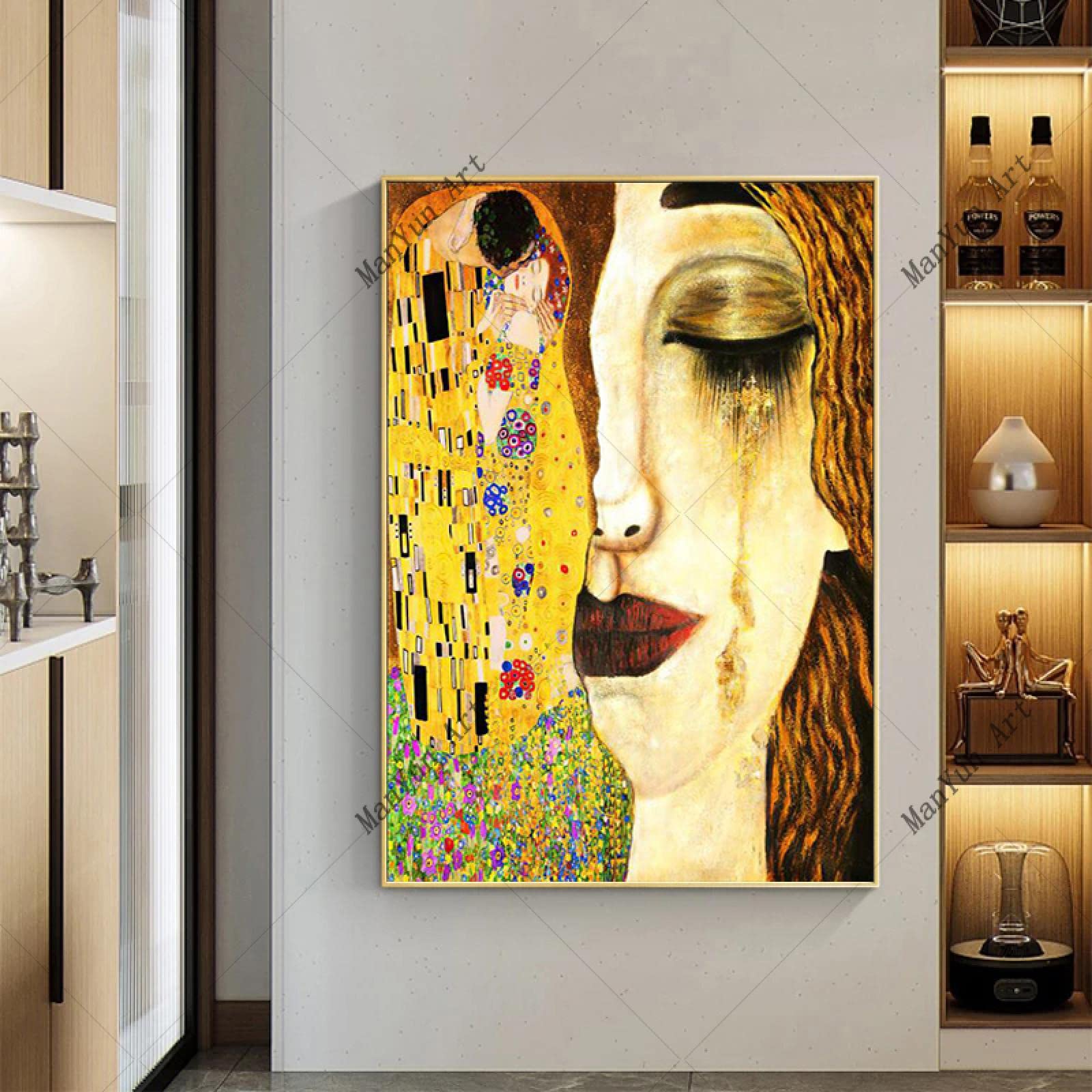 Amazon｜Gustav Klimt Kiss Tear クラシックアート キャンバス絵画